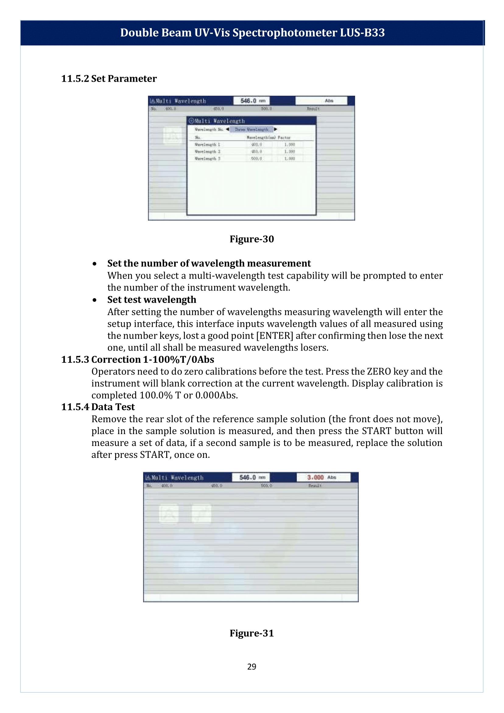 Double Beam UV-Vis Spectrophotometer LUS-B33 Manual