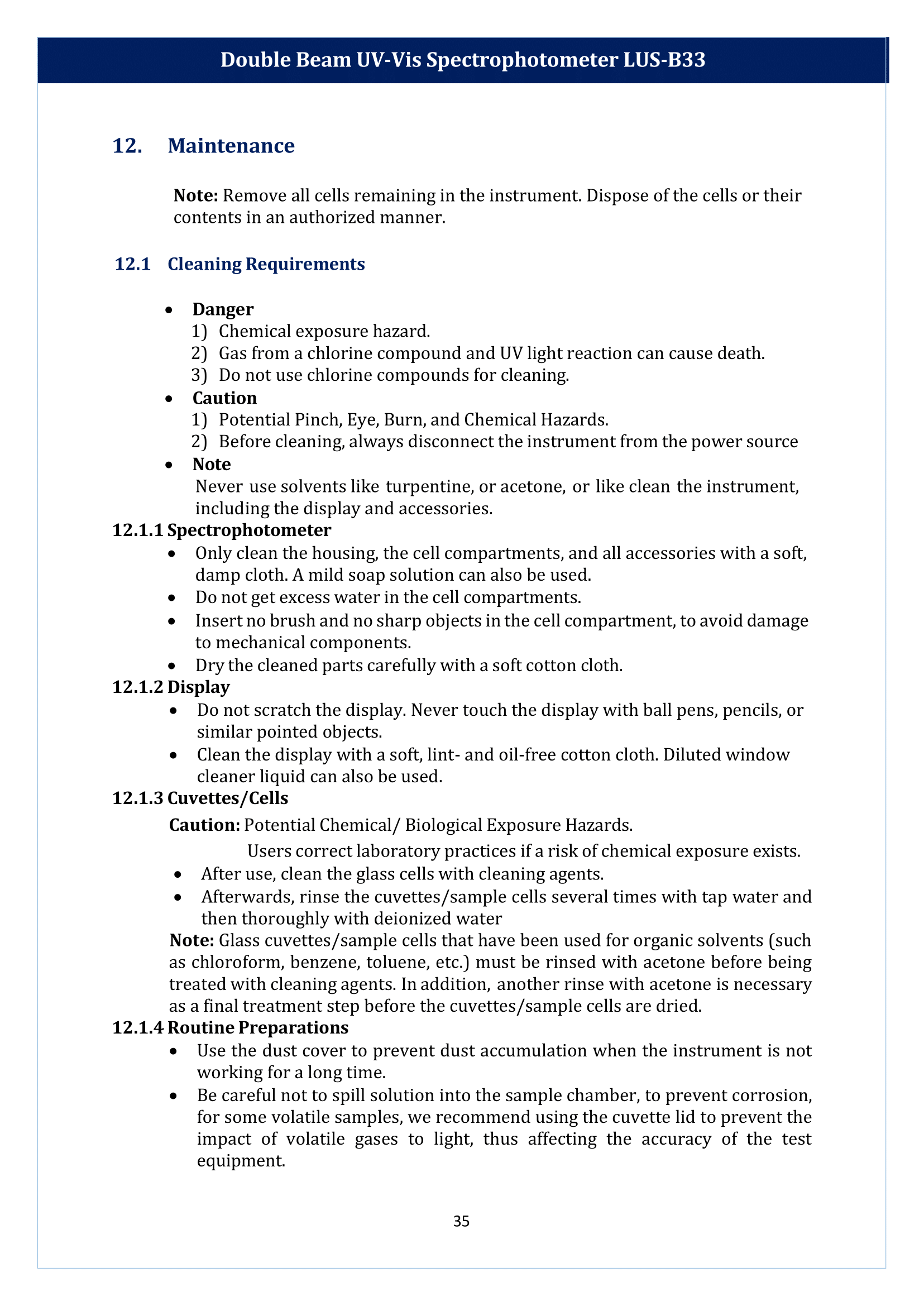 Double Beam UV-Vis Spectrophotometer LUS-B33 Manual