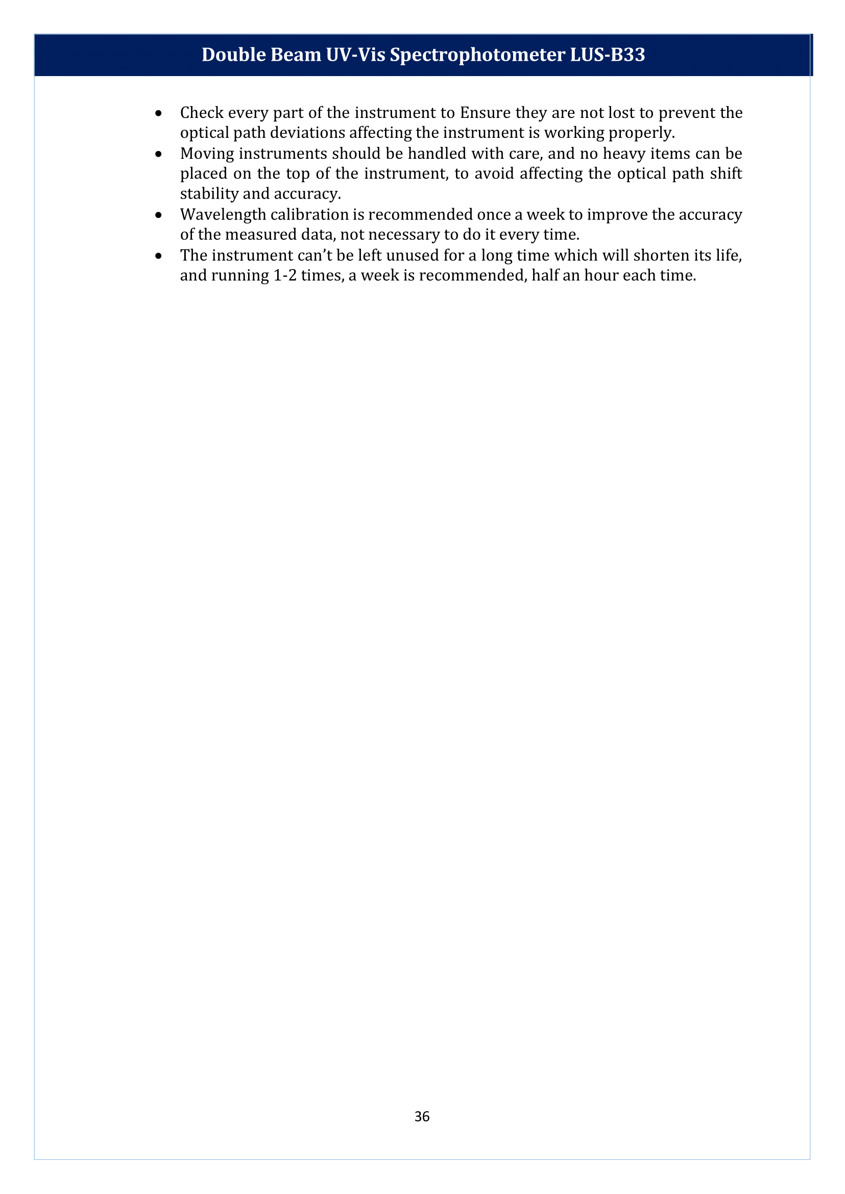Double Beam UV-Vis Spectrophotometer LUS-B33 Manual