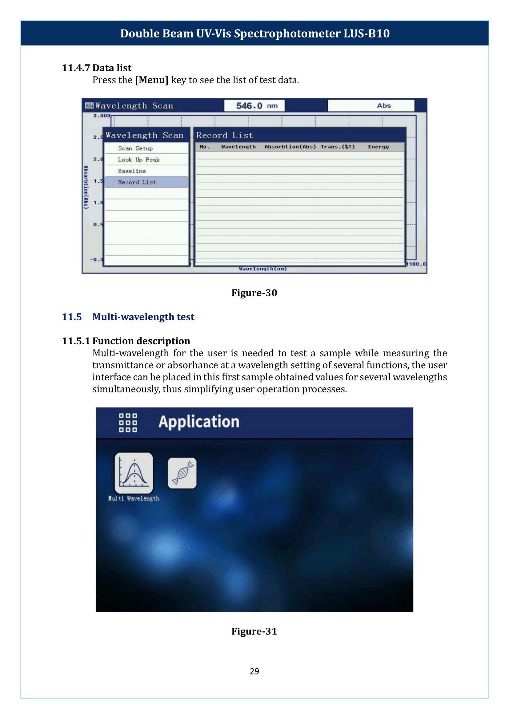 Double Beam UV-Vis Spectrophotometer LUS-B10 Manual