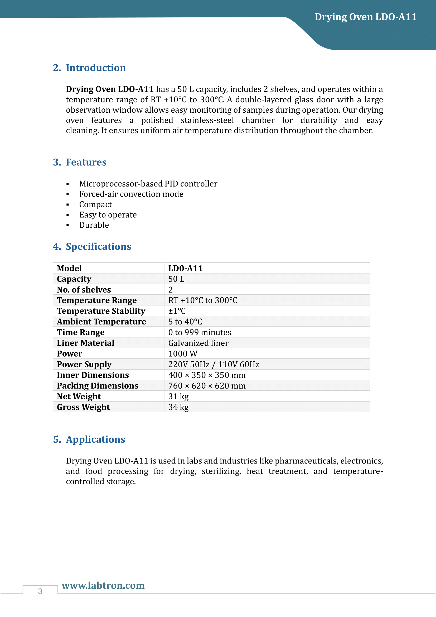 Drying Oven LDO-A11 Manual