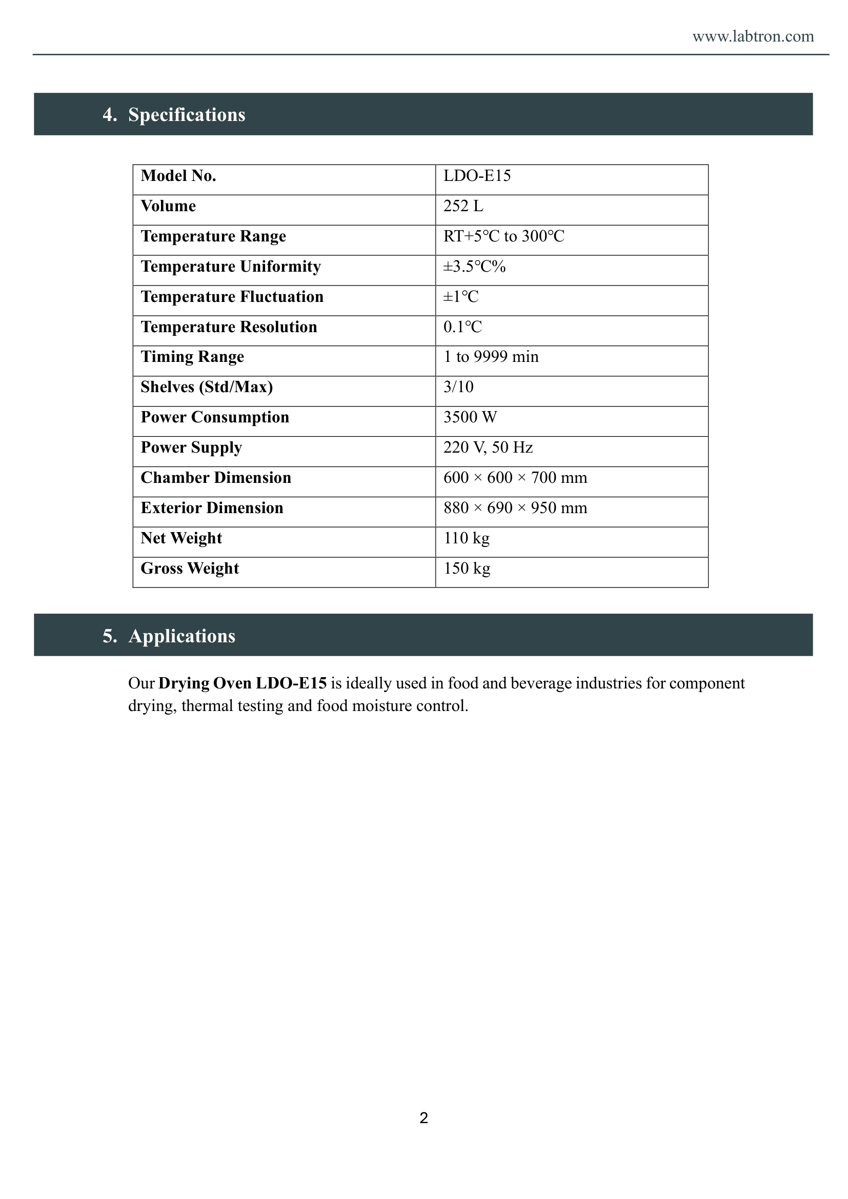 Drying Oven LDO-E15 Manual