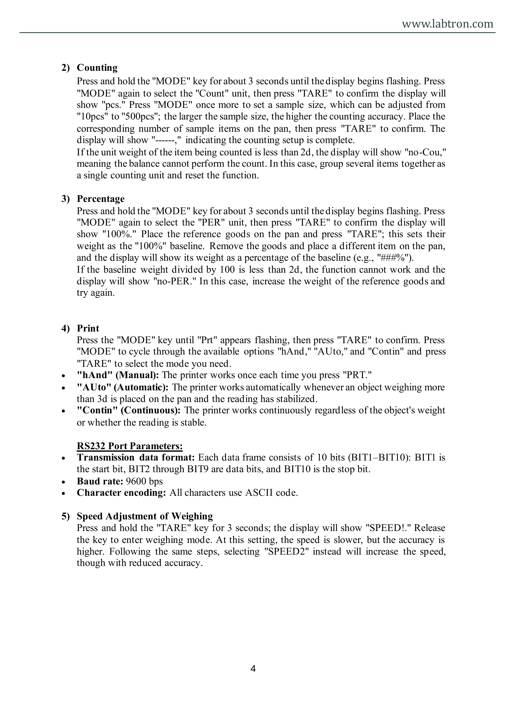 Electronic Balance LELB-C17 Manual