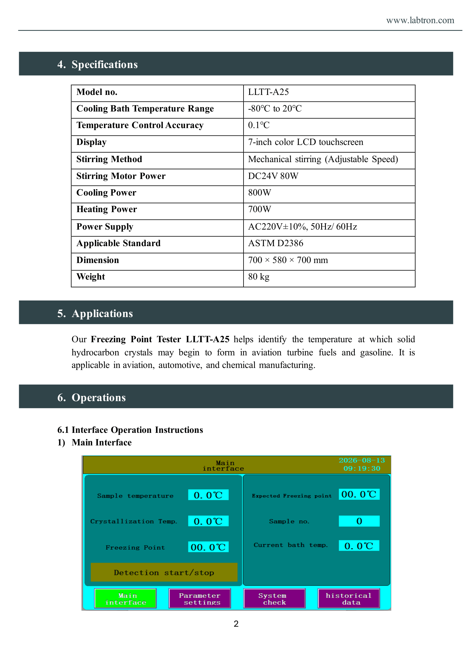 Freezing Point Tester LLTT-A25 Manual