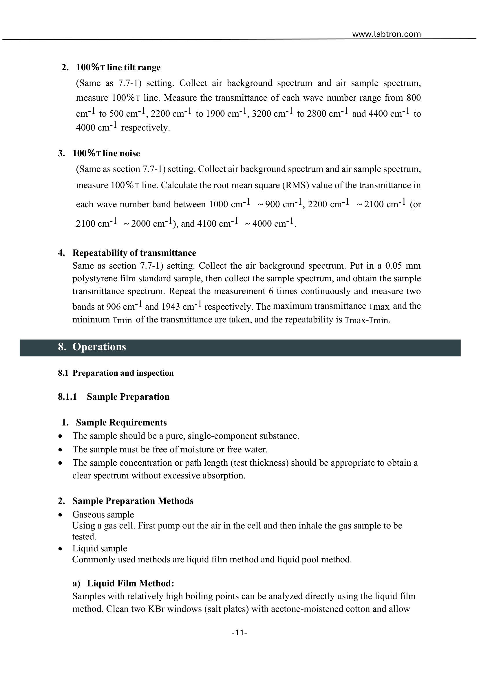FTIR Spectrometer LIR-A10 Manual