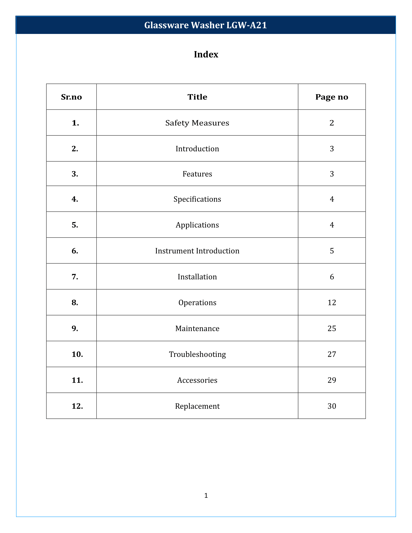 Glassware Washer LGW-A21 Manual