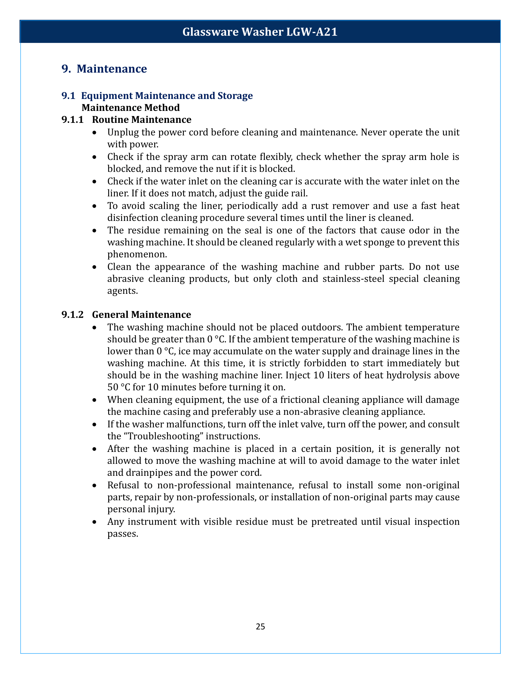 Glassware Washer LGW-A21 Manual