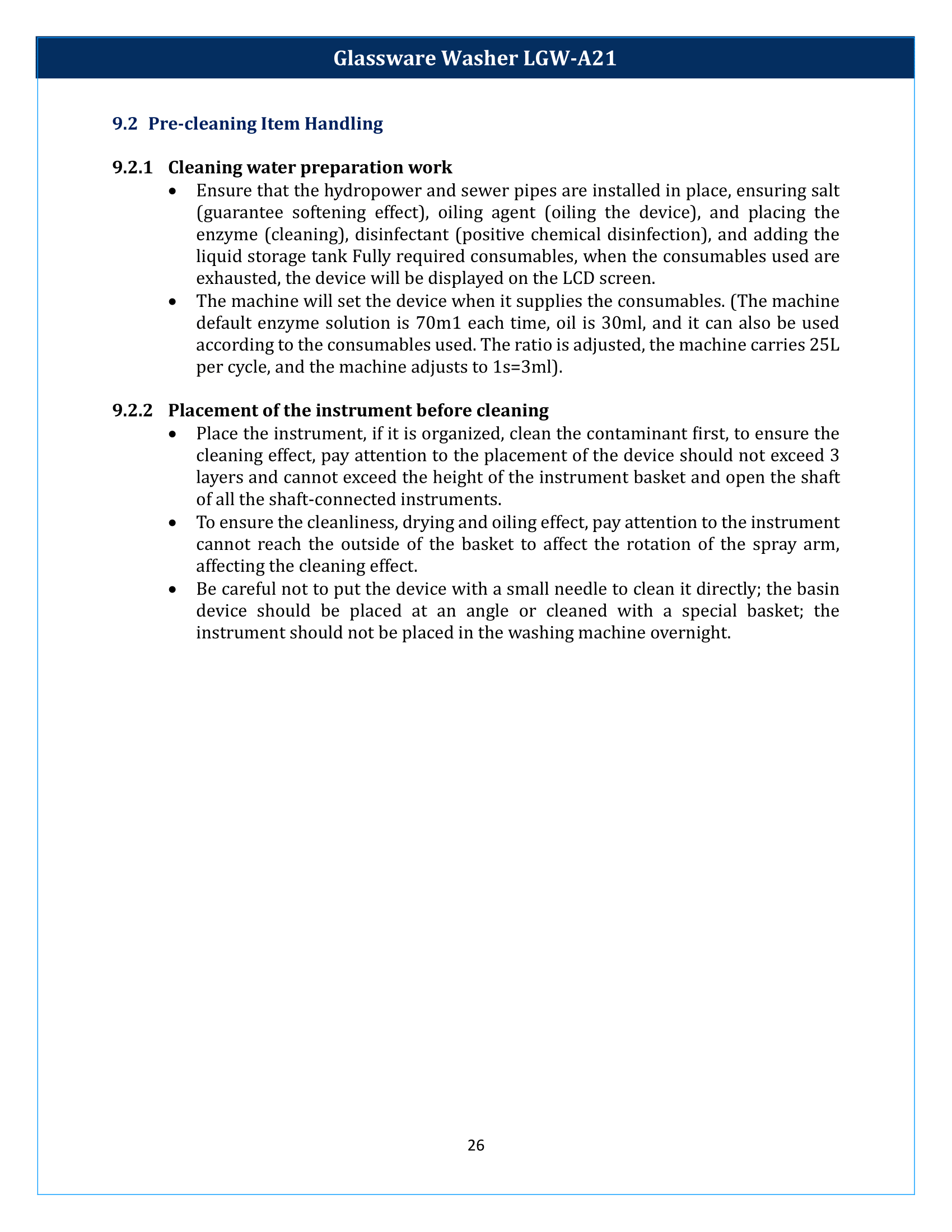 Glassware Washer LGW-A21 Manual