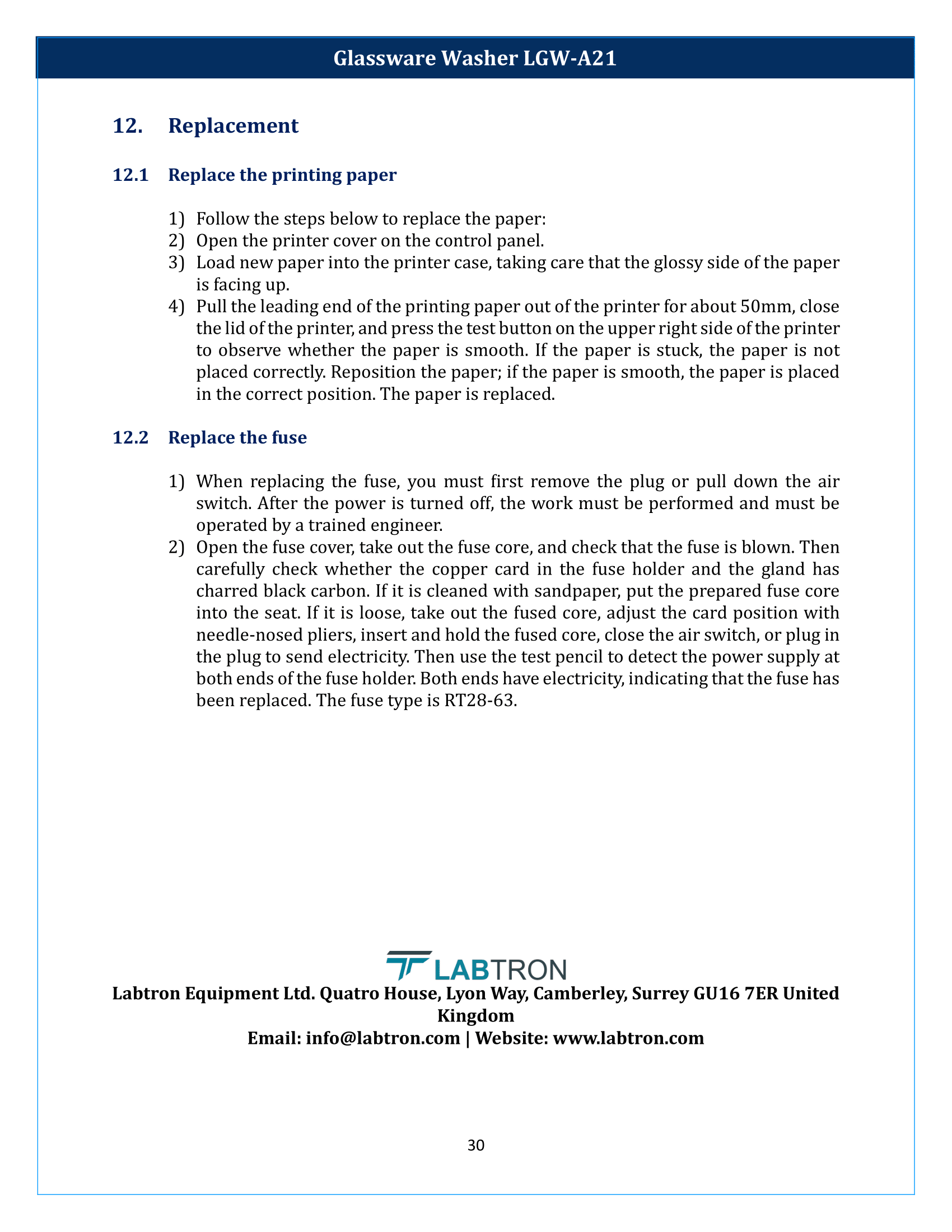 Glassware Washer LGW-A21 Manual