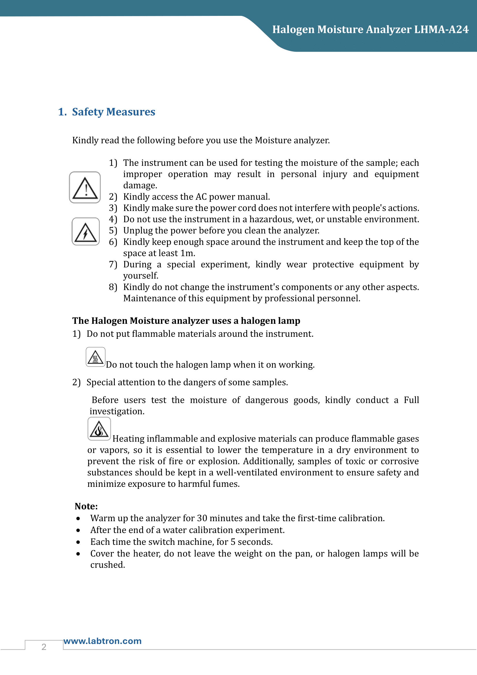 Halogen Moisture Analyzer LHMA-A24 Manual