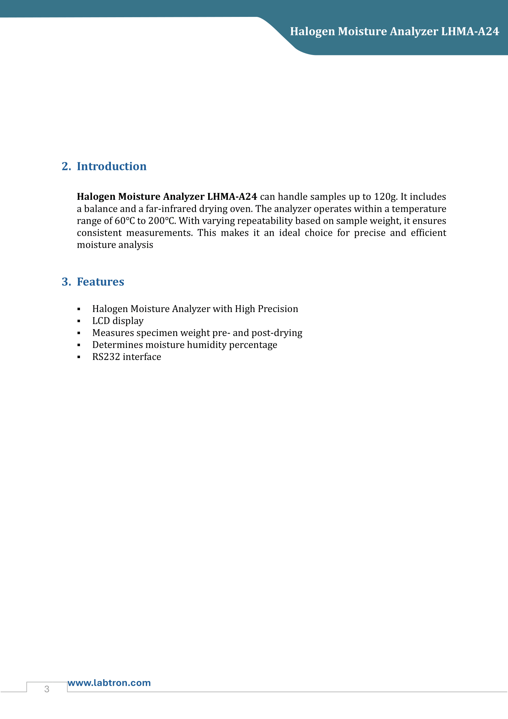 Halogen Moisture Analyzer LHMA-A24 Manual