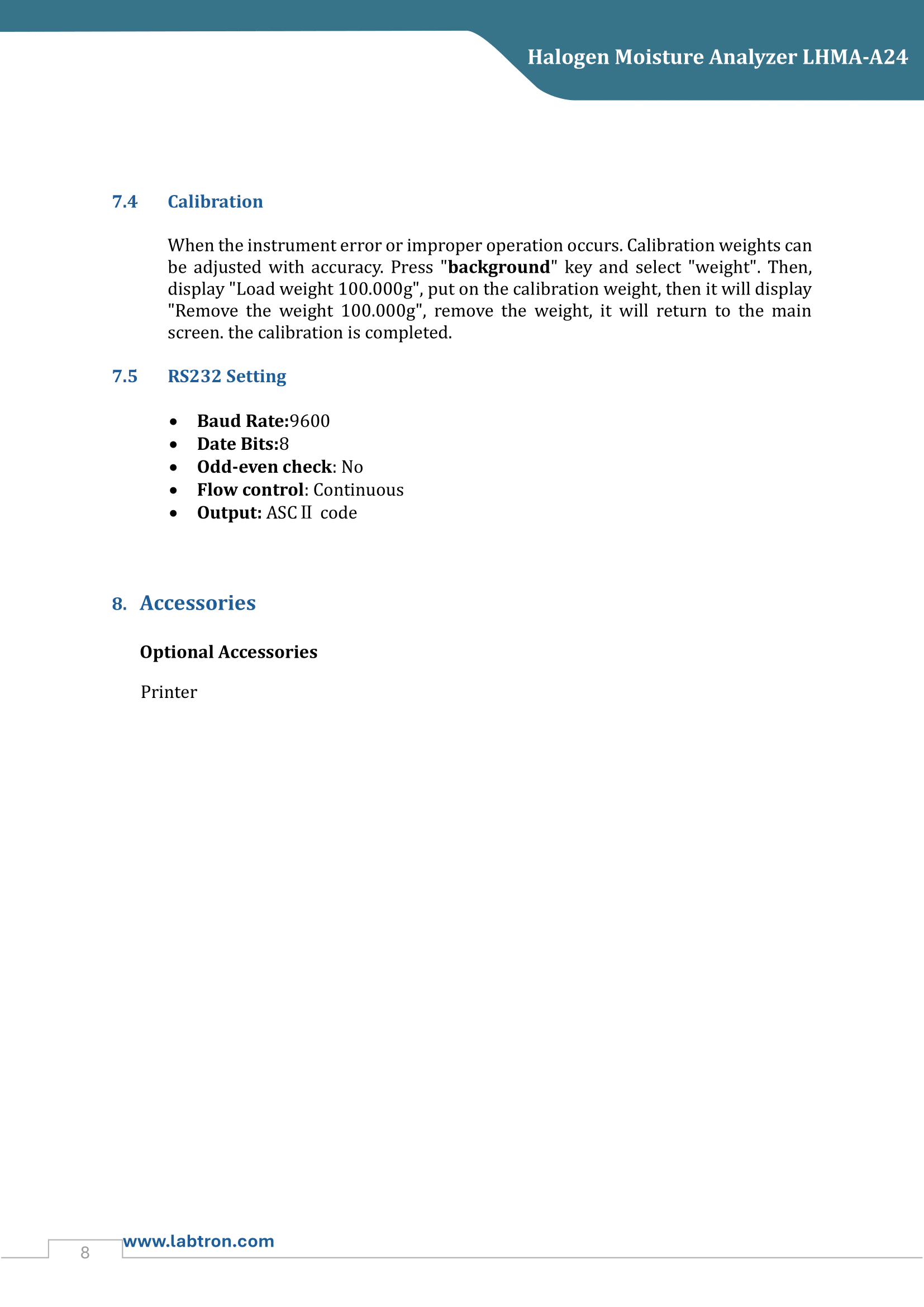 Halogen Moisture Analyzer LHMA-A24 Manual