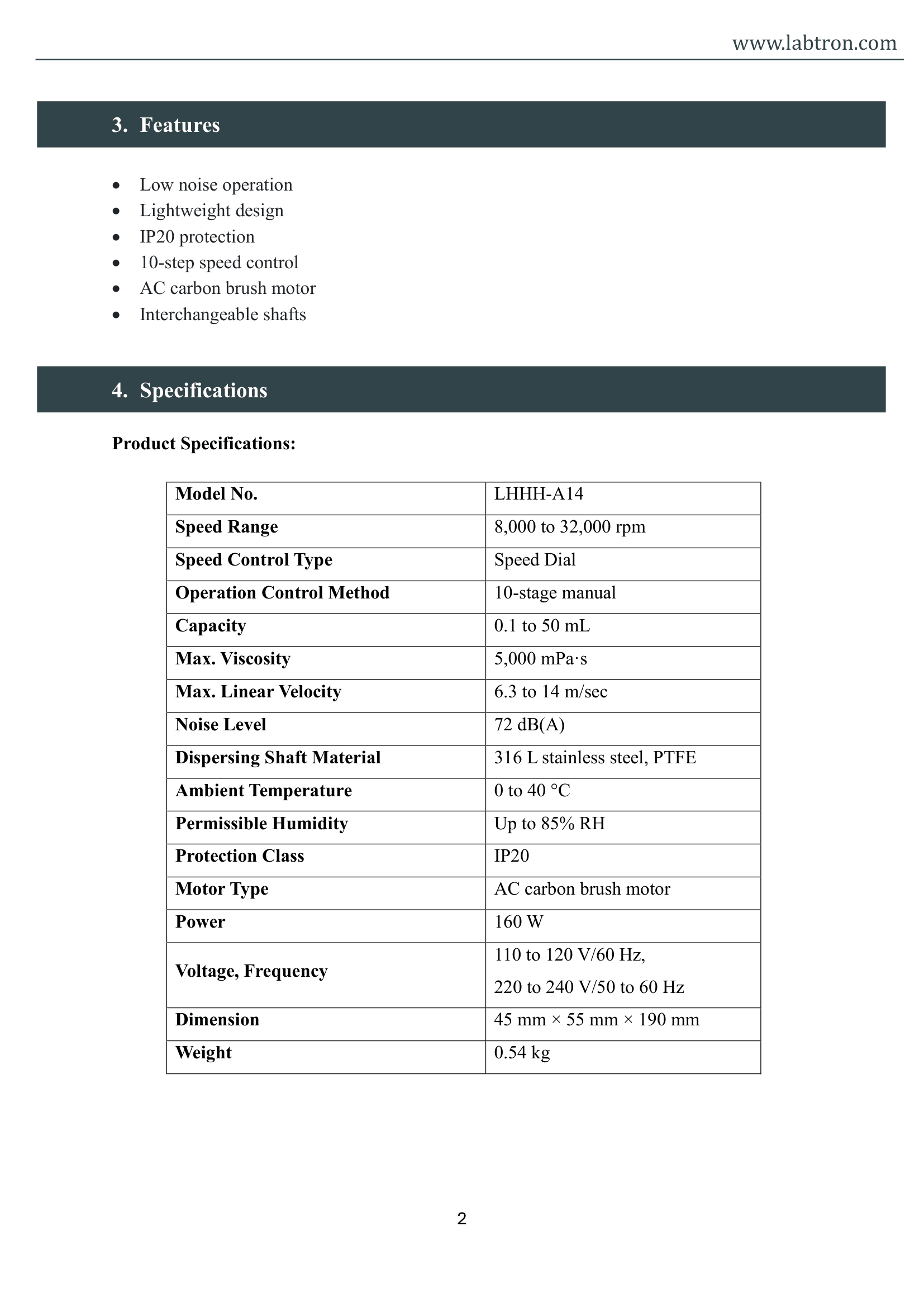 Handheld Homogenizer LHHH-A14 Manual