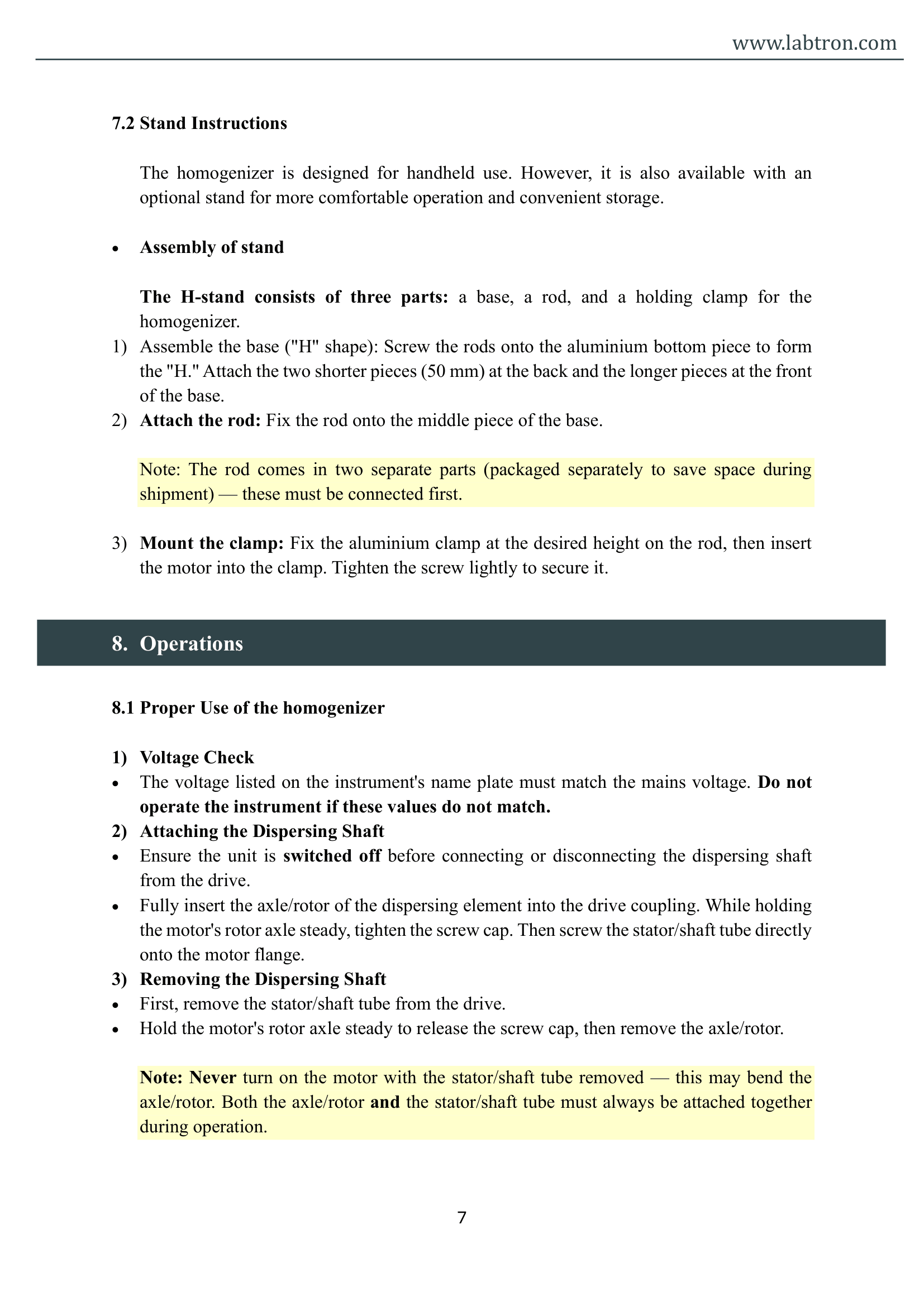 Handheld Homogenizer LHHH-A14 Manual