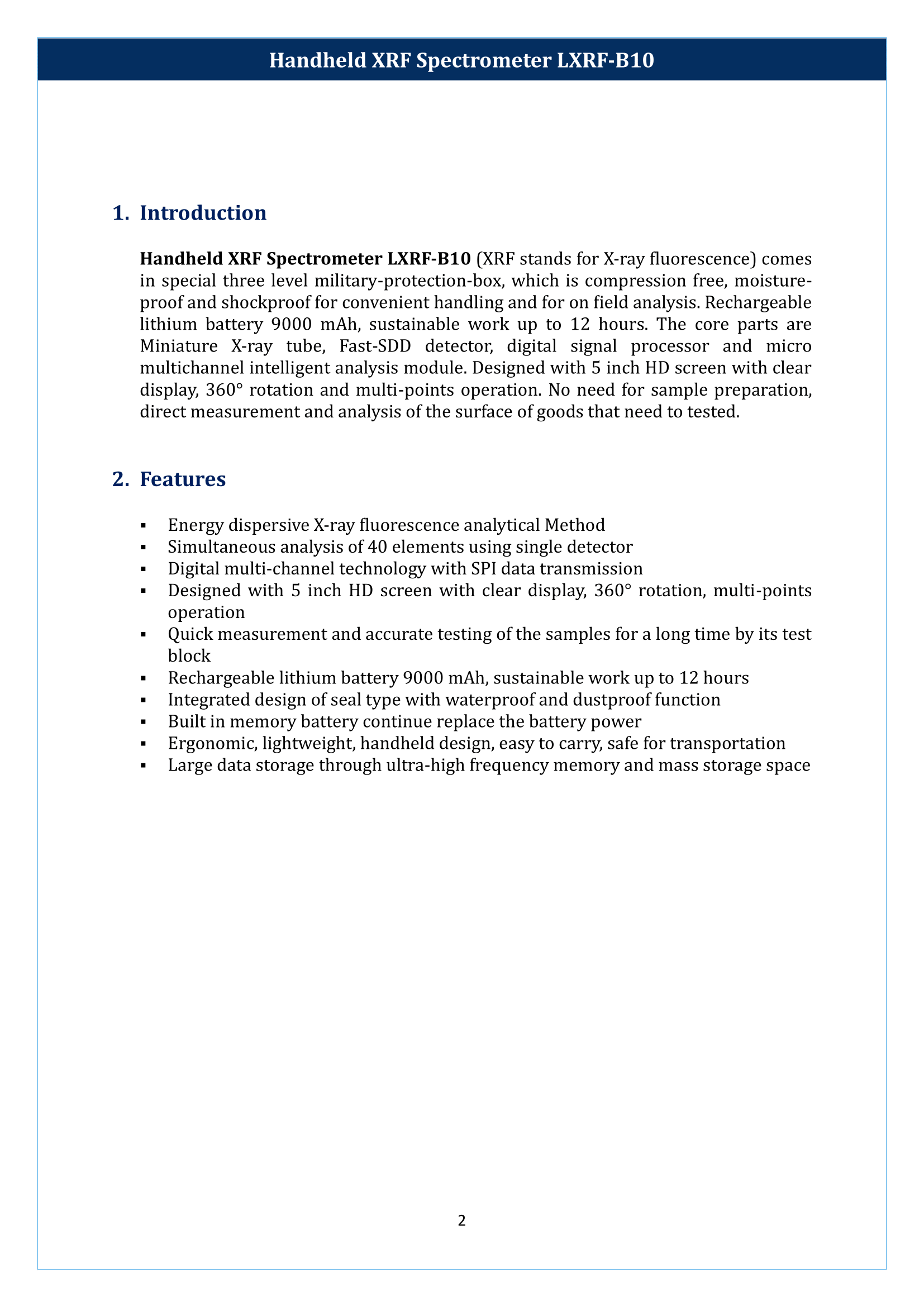 Handheld XRF Spectrometer LXRF-B10 Manual