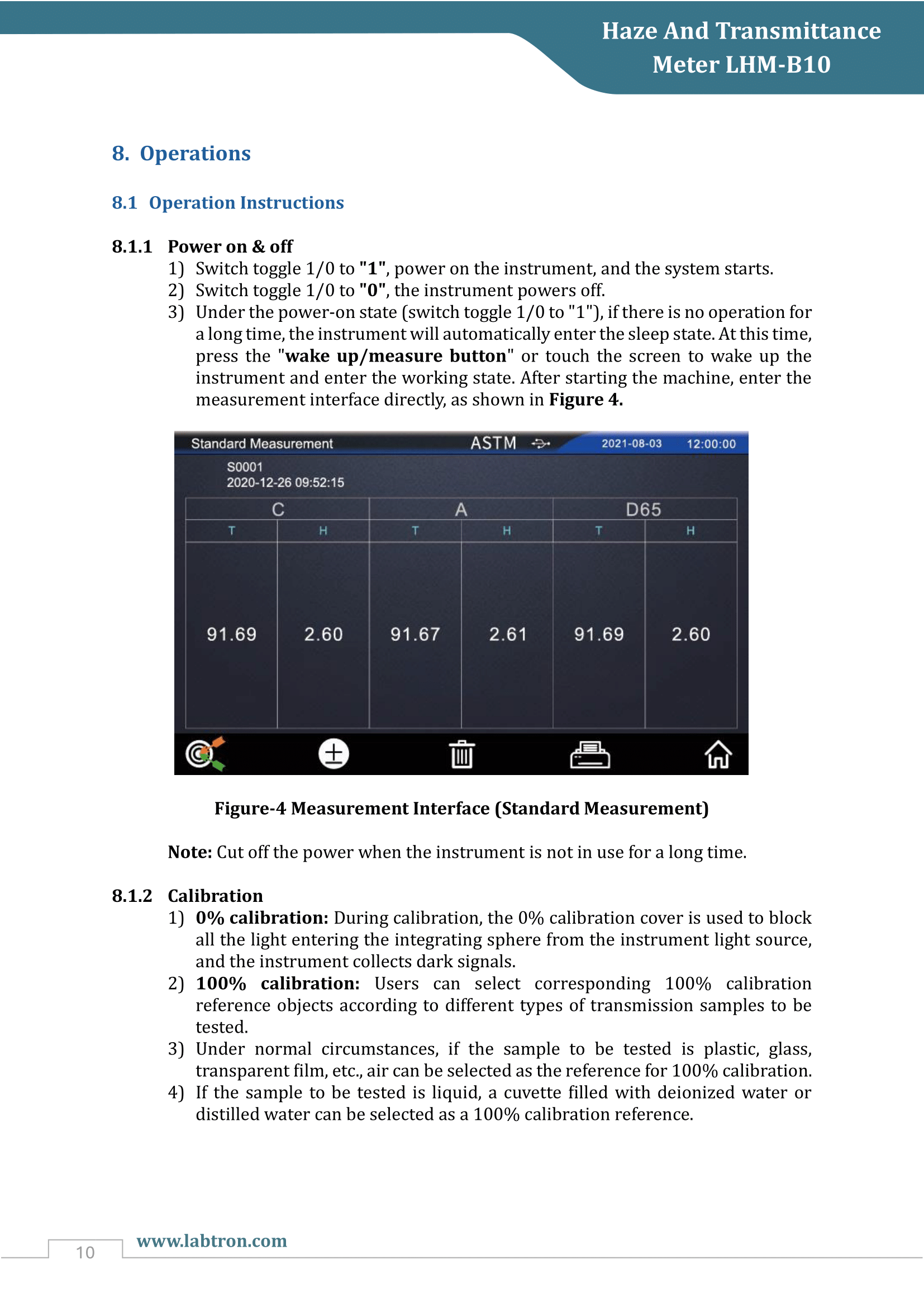 Haze And Transmittance Meter LHM-B10 Manual