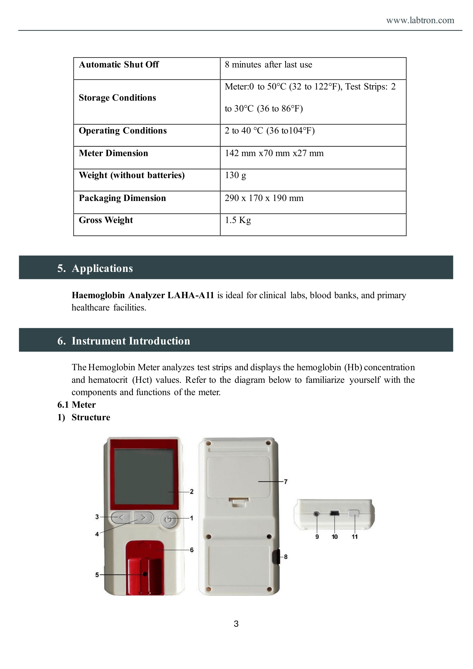 Hemoglobin Analyzer LAHA-A11 Manual