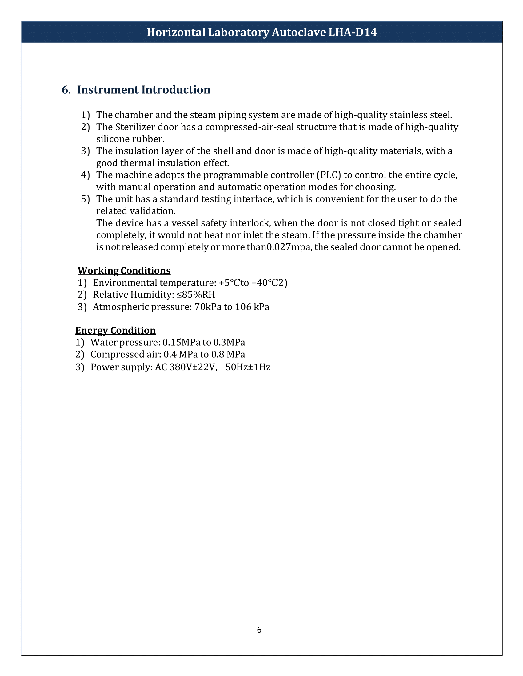 Horizontal Laboratory Autoclave LHA-D14 Manual