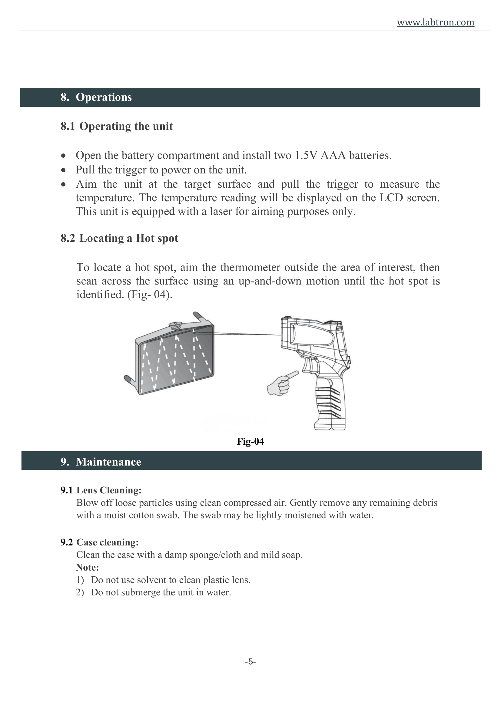 Infrared Thermometer LIFT-D12 Manual