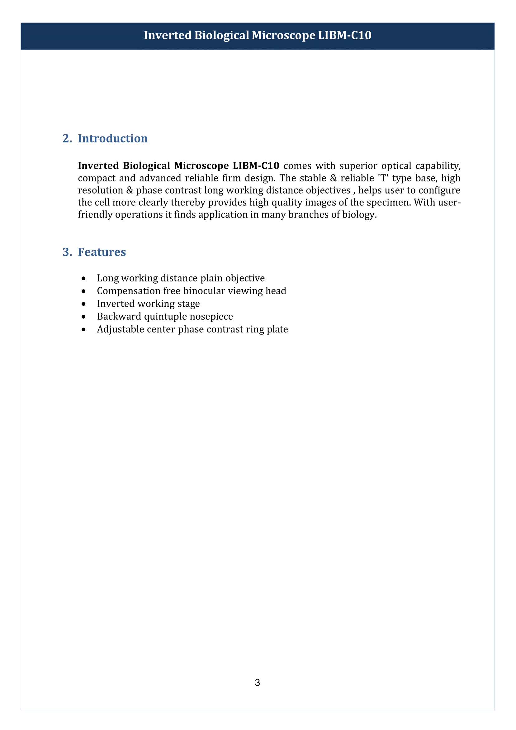 Inverted Biological Microscope LIBM-C10 Manual