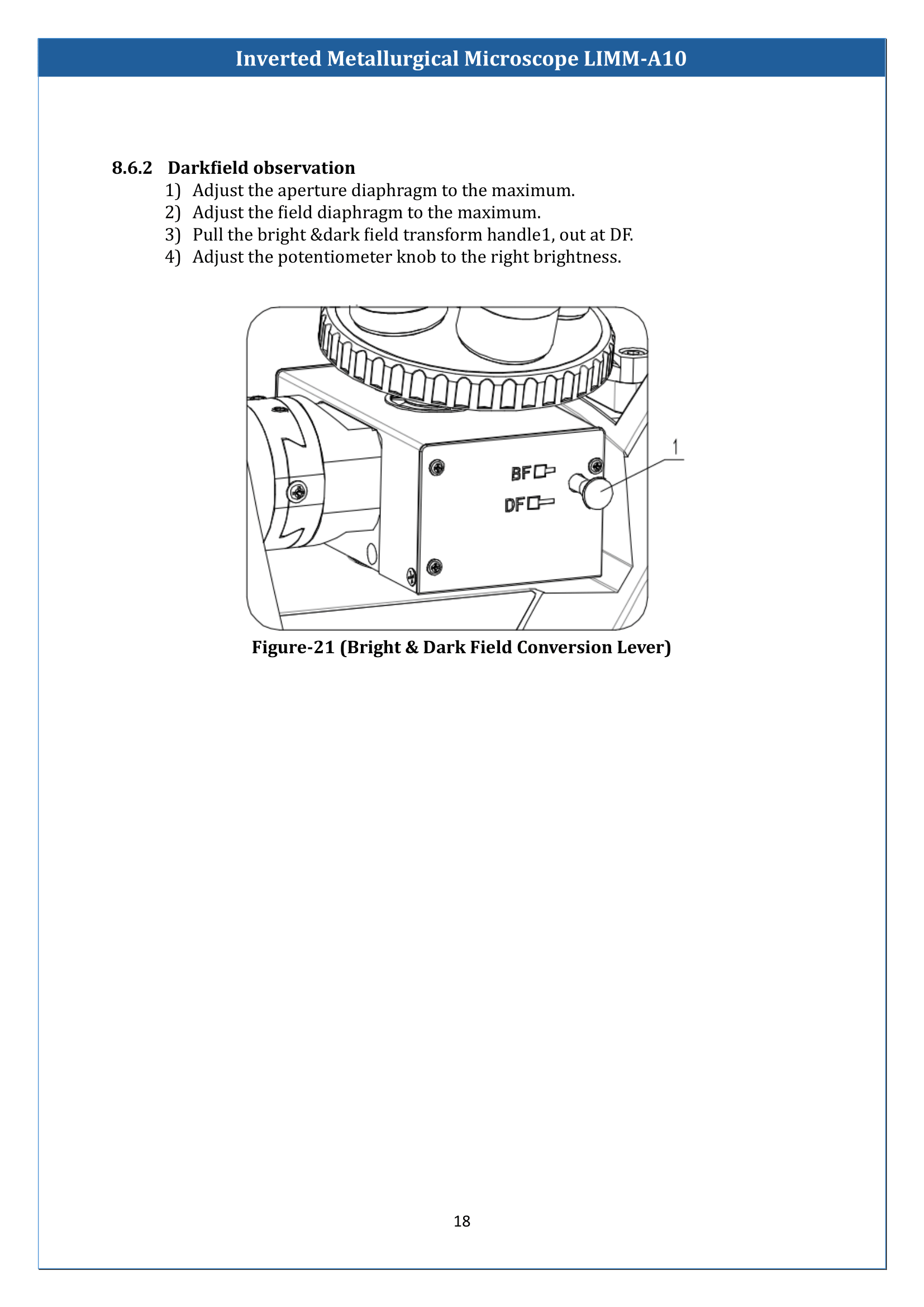 Inverted Metallurgical Microscope LIMM-A10 Manual