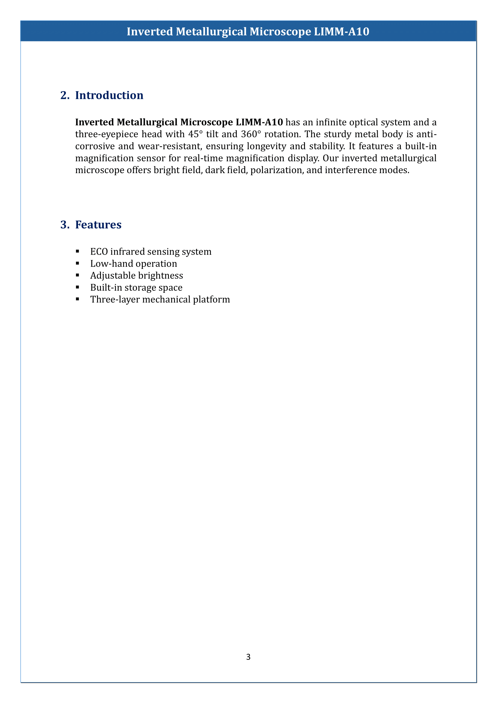 Inverted Metallurgical Microscope LIMM-A10 Manual