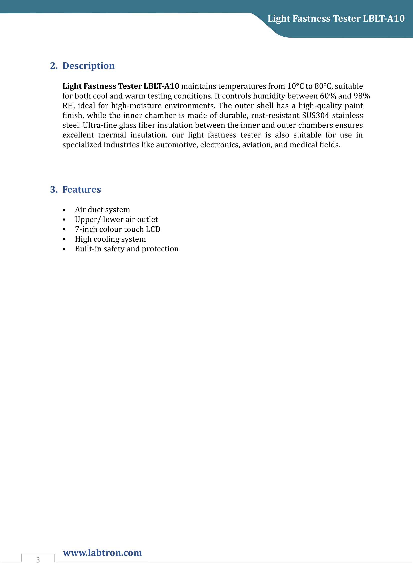 Light Fastness Tester LBLT-A10 Manual