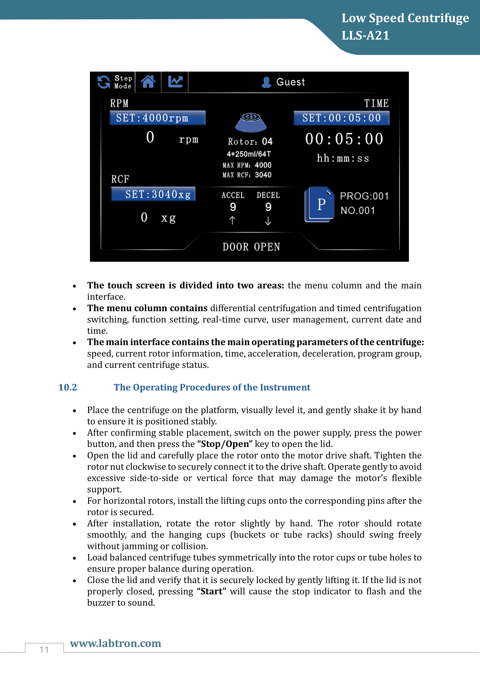 Low Speed Centrifuge LLS-A21 Manual