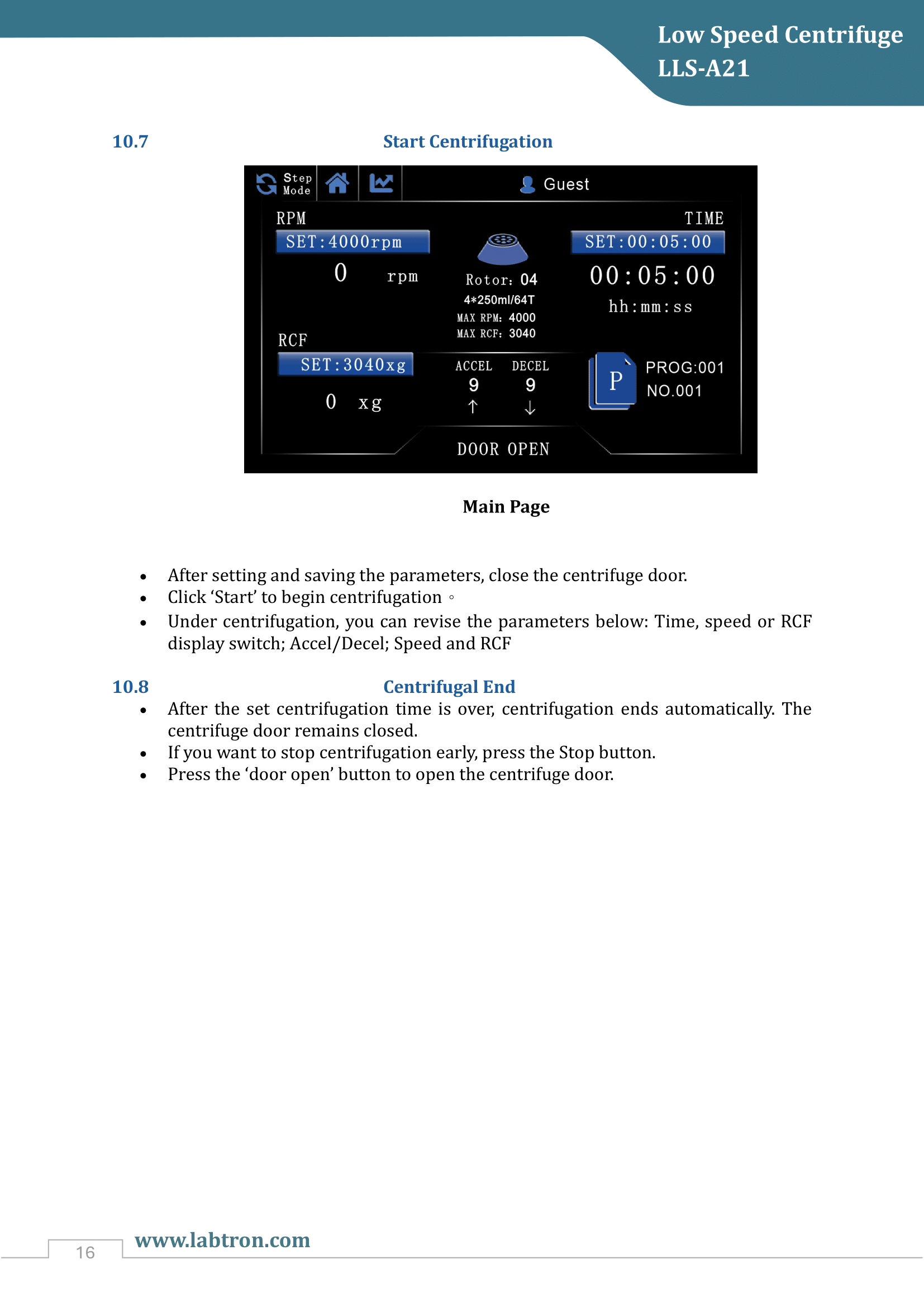 Low Speed Centrifuge LLS-A21 Manual
