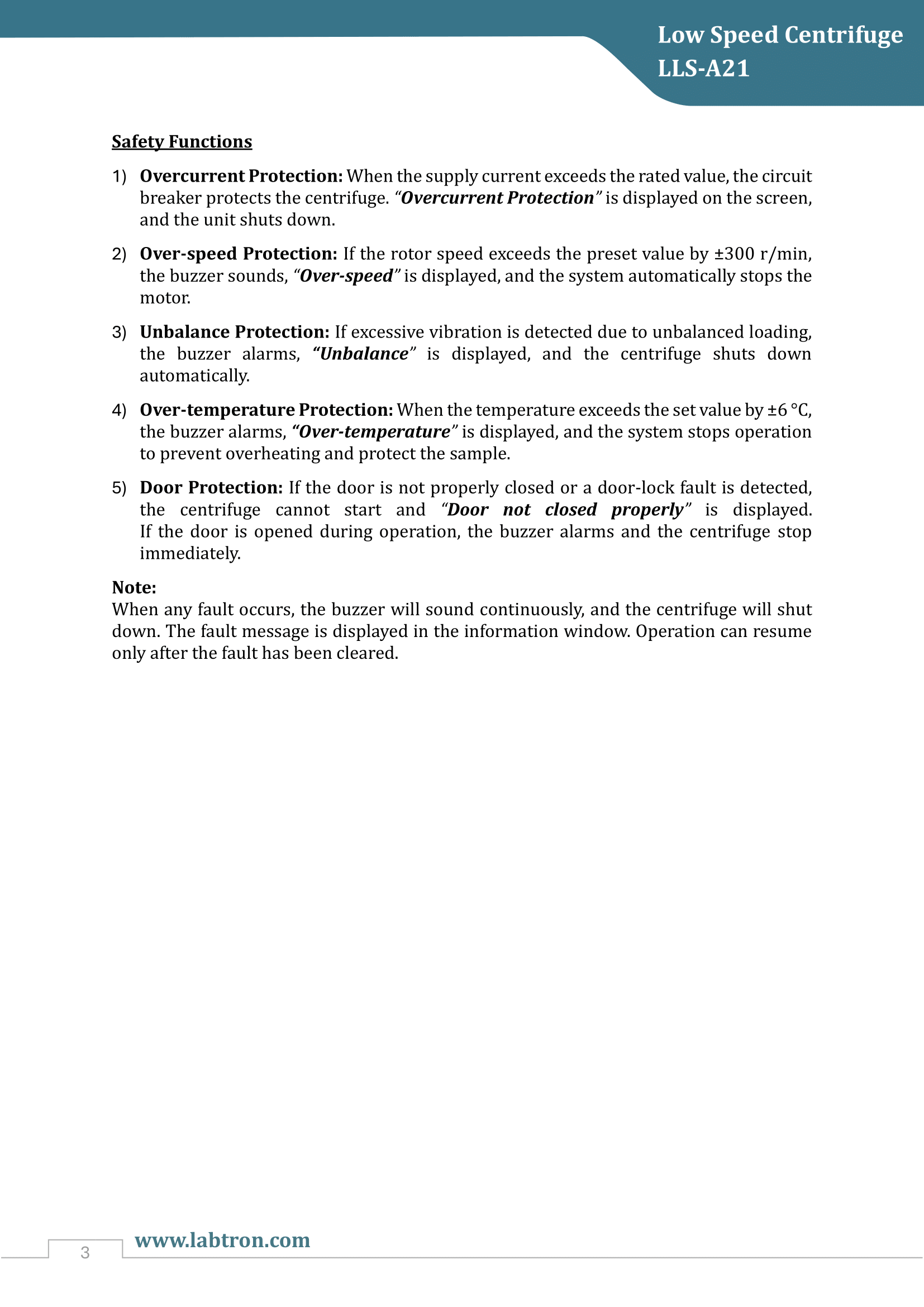 Low Speed Centrifuge LLS-A21 Manual