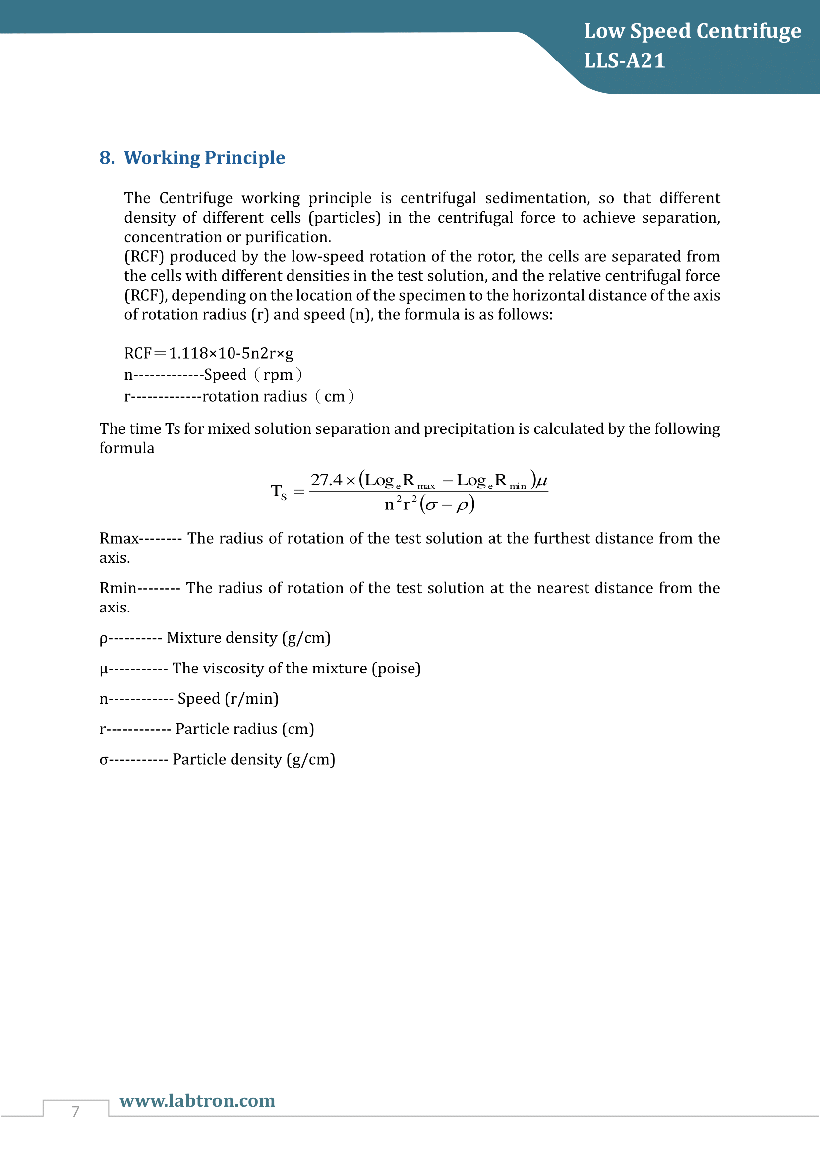 Low Speed Centrifuge LLS-A21 Manual