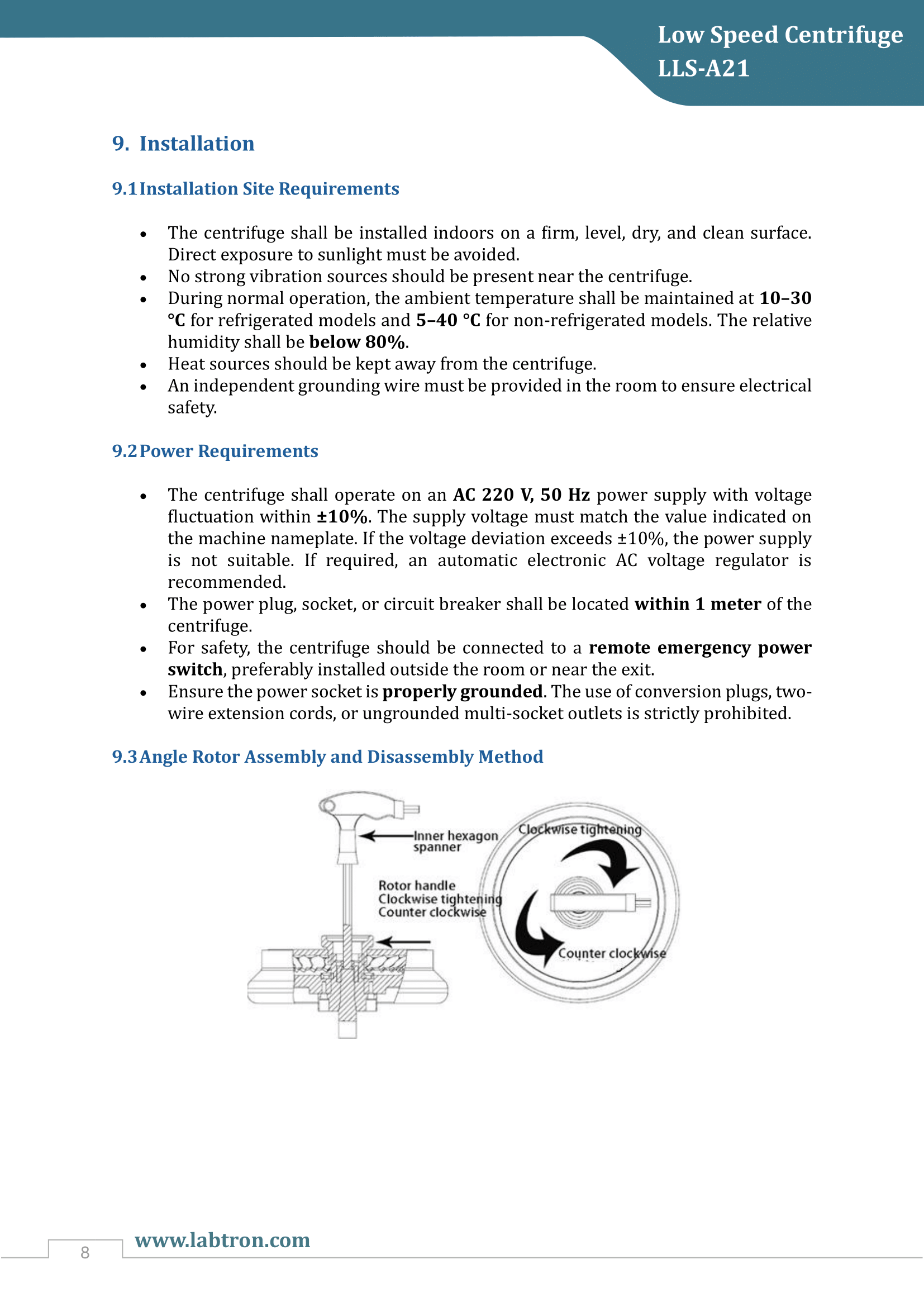 Low Speed Centrifuge LLS-A21 Manual