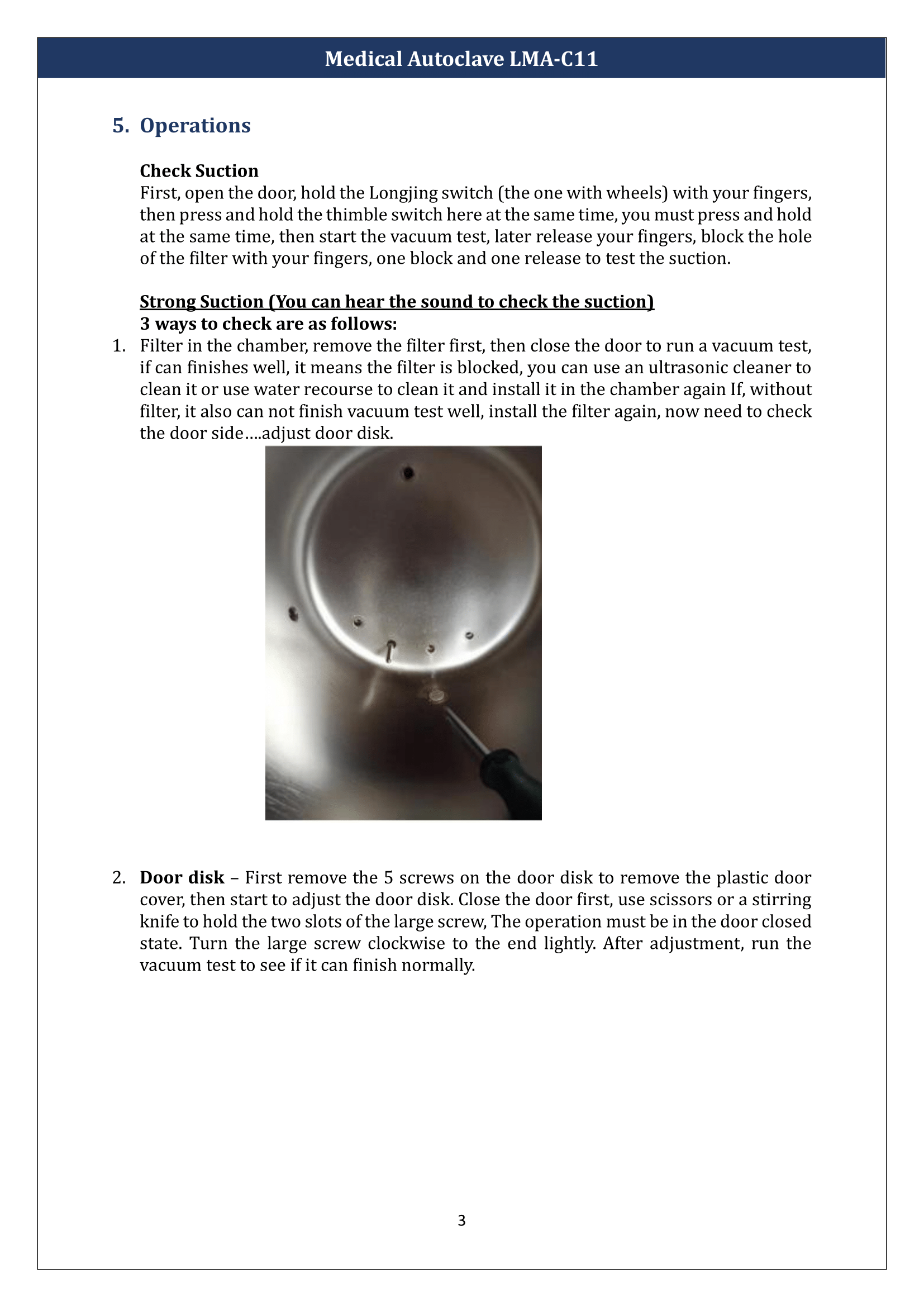 Table Top Medical Autoclave LMA-C11 Manual