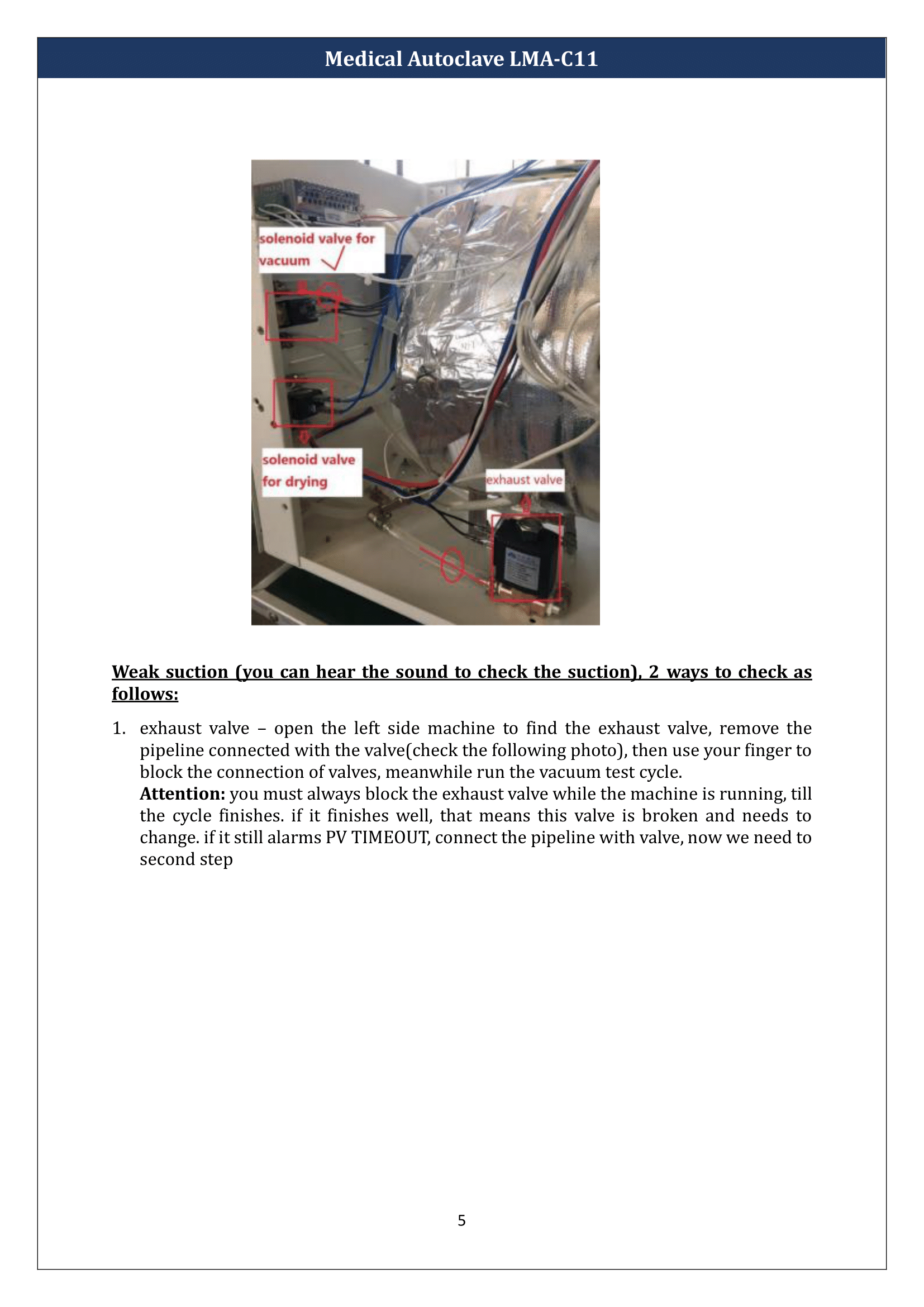 Table Top Medical Autoclave LMA-C11 Manual