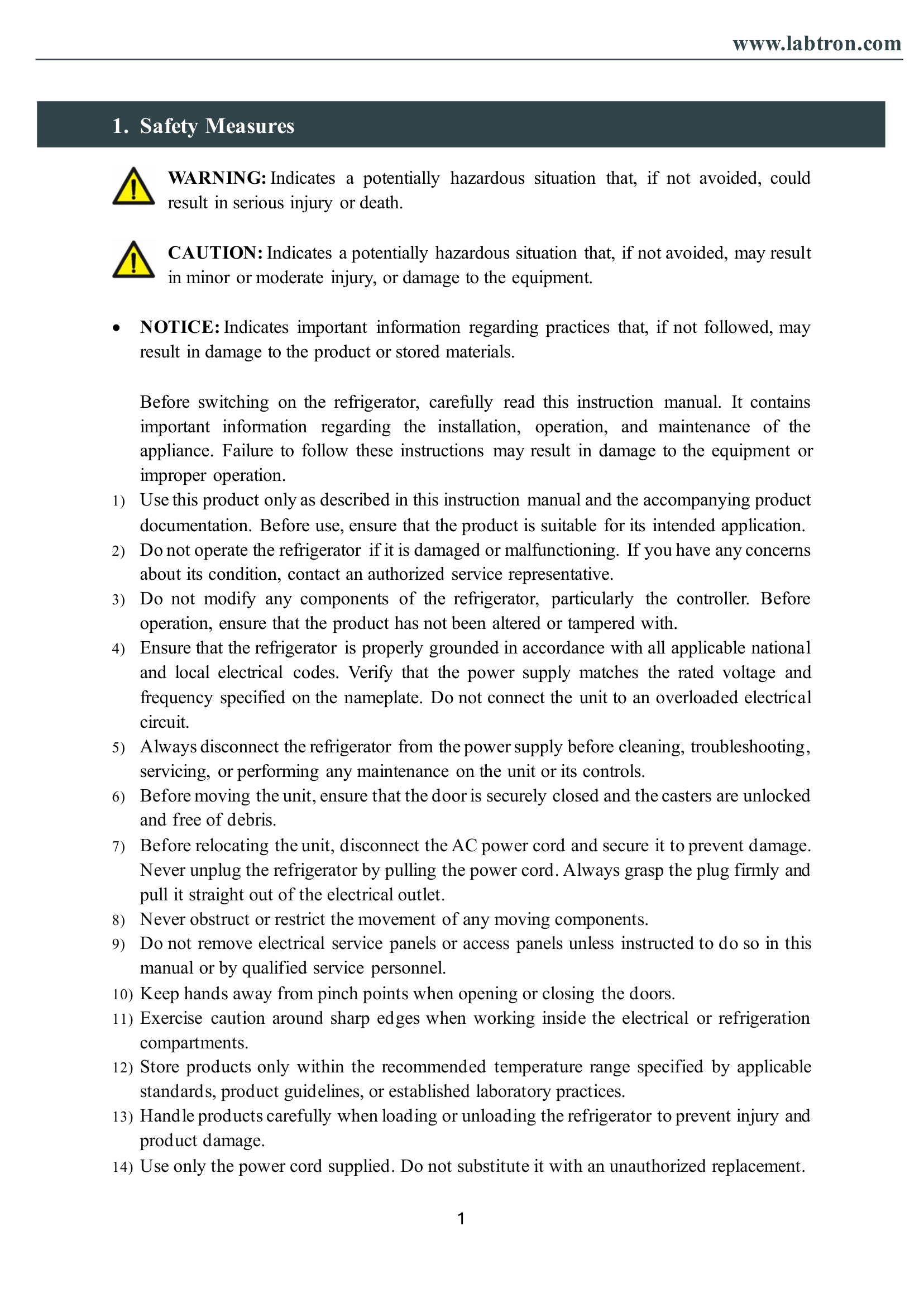 Medical Refrigerator LMR-A21 Manual