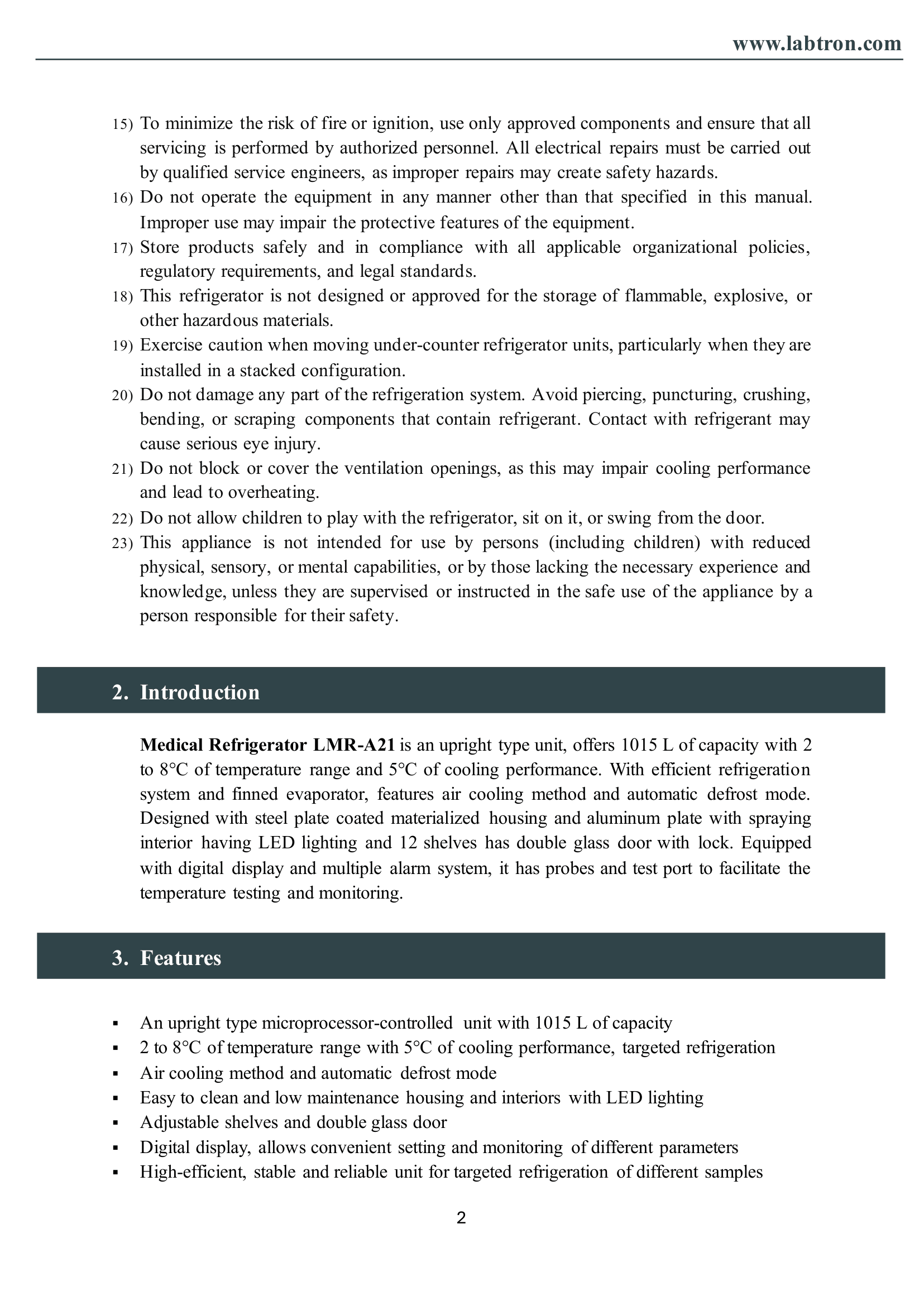 Medical Refrigerator LMR-A21 Manual