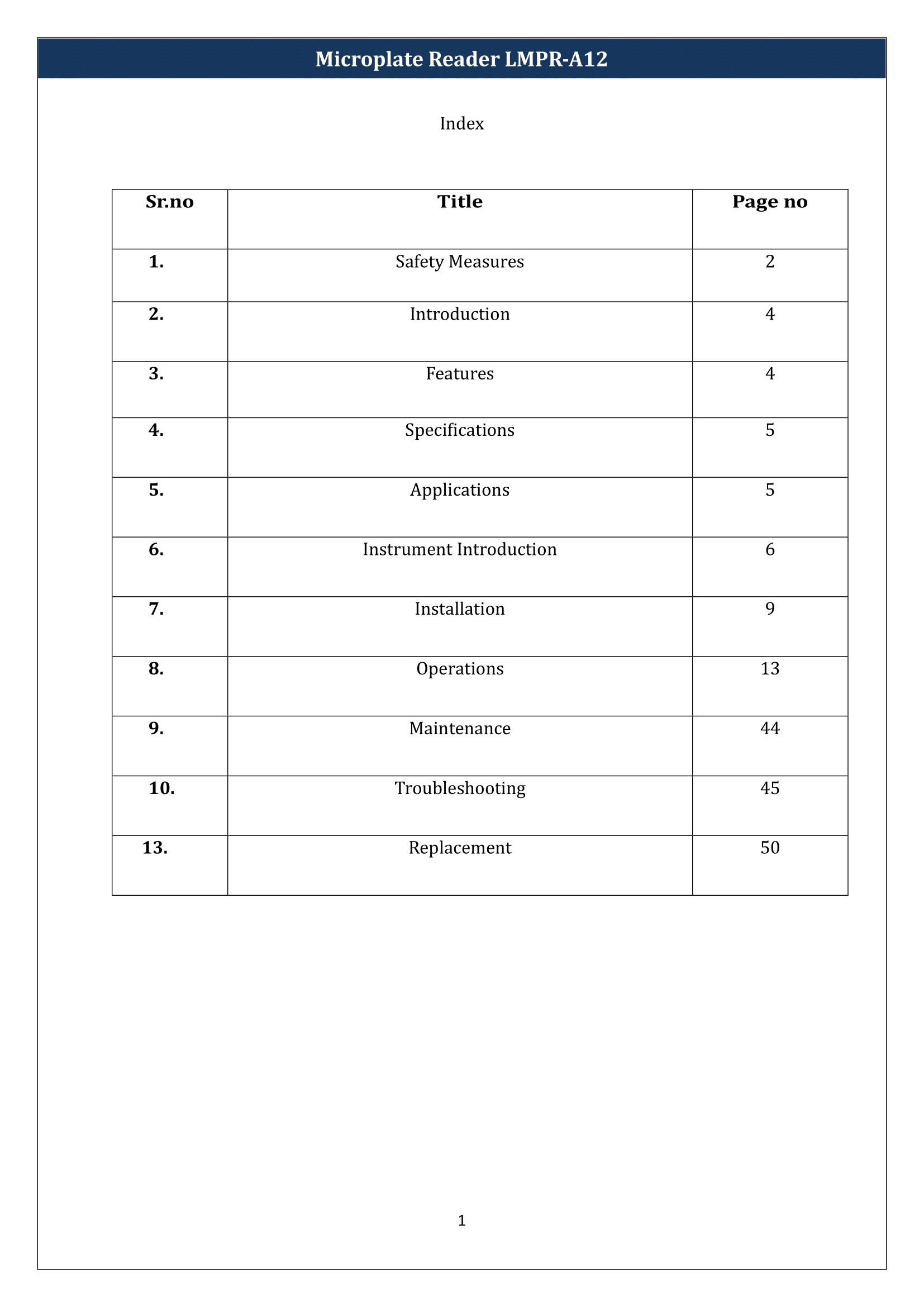 Microplate Reader LMPR-A12 Manual
