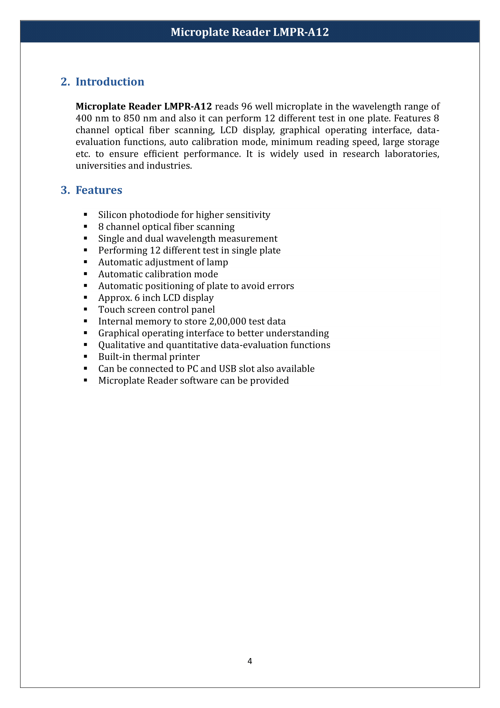Microplate Reader LMPR-A12 Manual