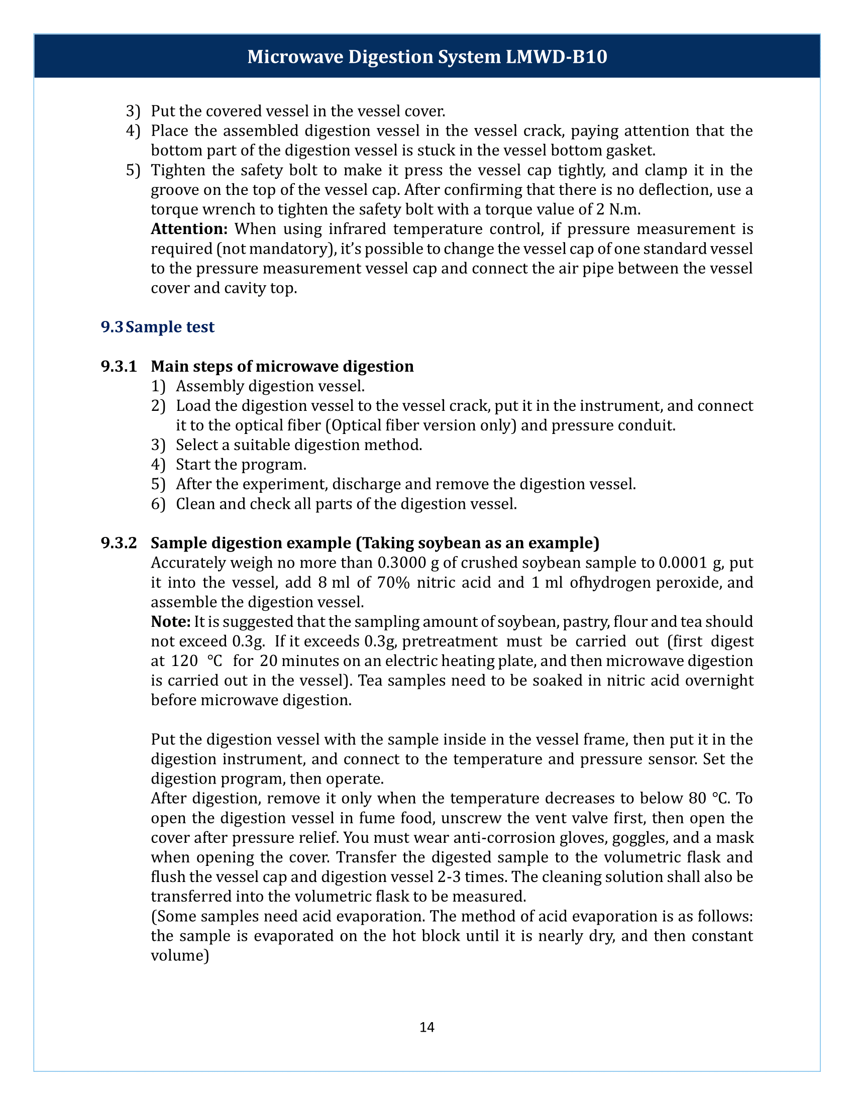 Microwave Digestion System LMWD-B10 Manual