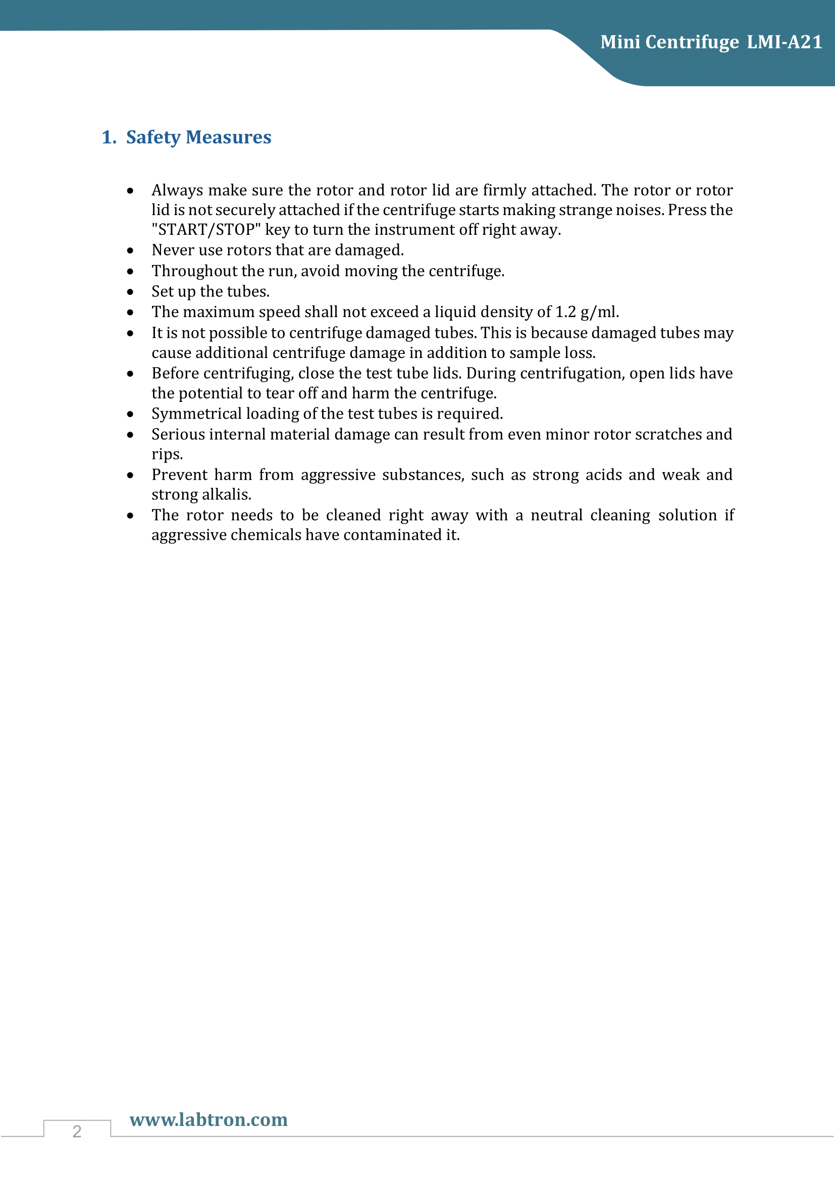 Mini Centrifuge LMI-A12 Manual