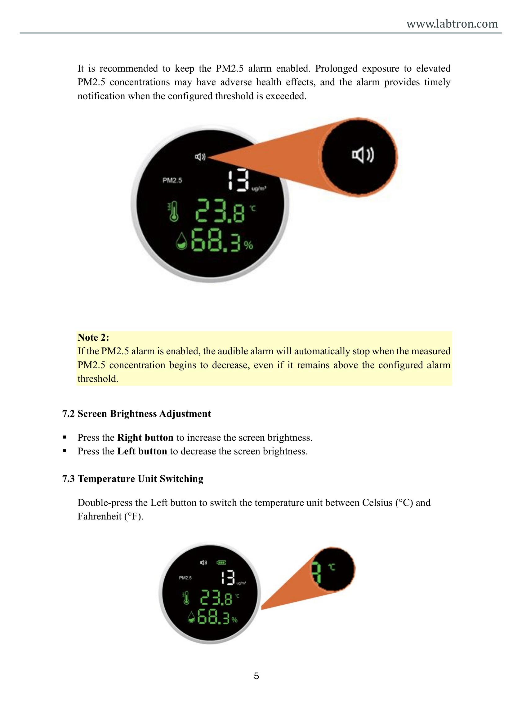 Mini Metal PM2.5 Air Quality Monitor LAQM-F13 Manual