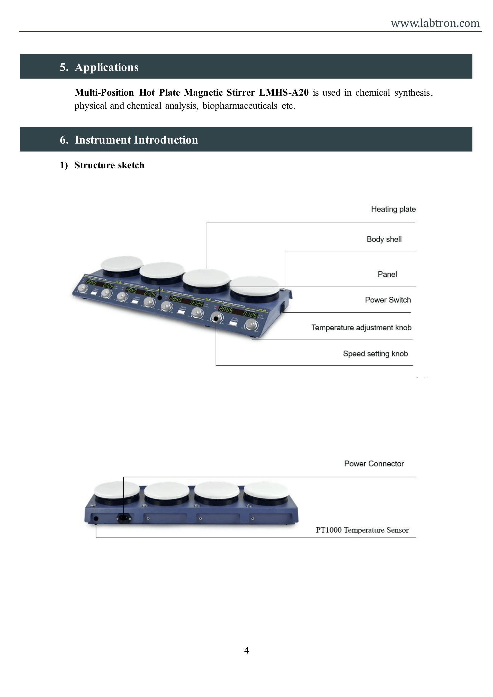 Multi-Position Hot Plate Magnetic Stirrer LMHS-A20 Manual