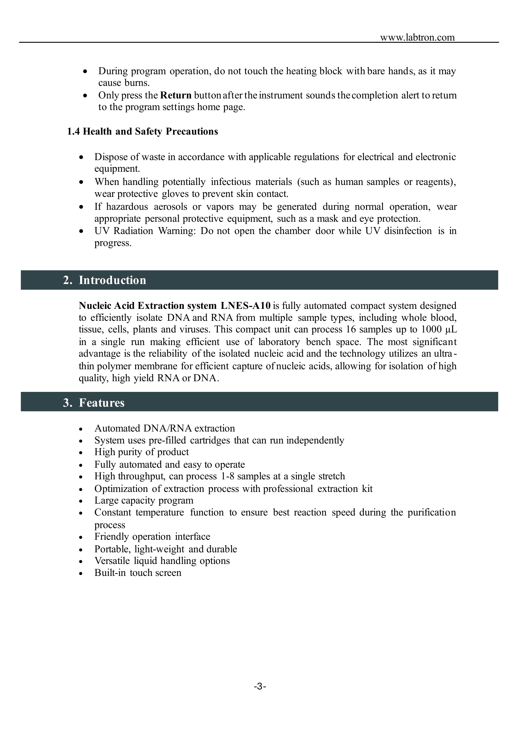 Nucleic Acid Extraction System LNES-A10 Manual