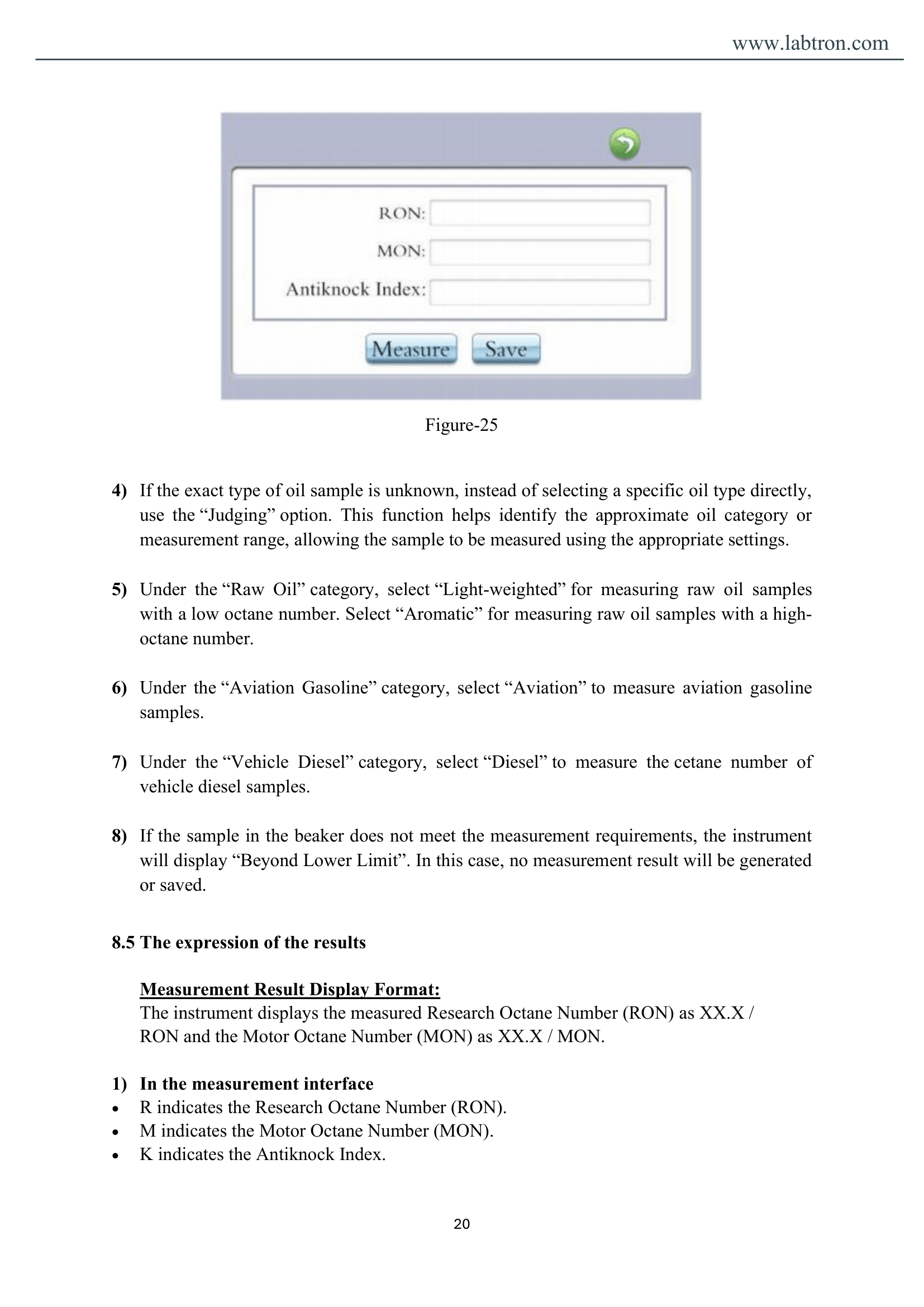 Octane & Cetane Analyzer LOCT-A10 Manual