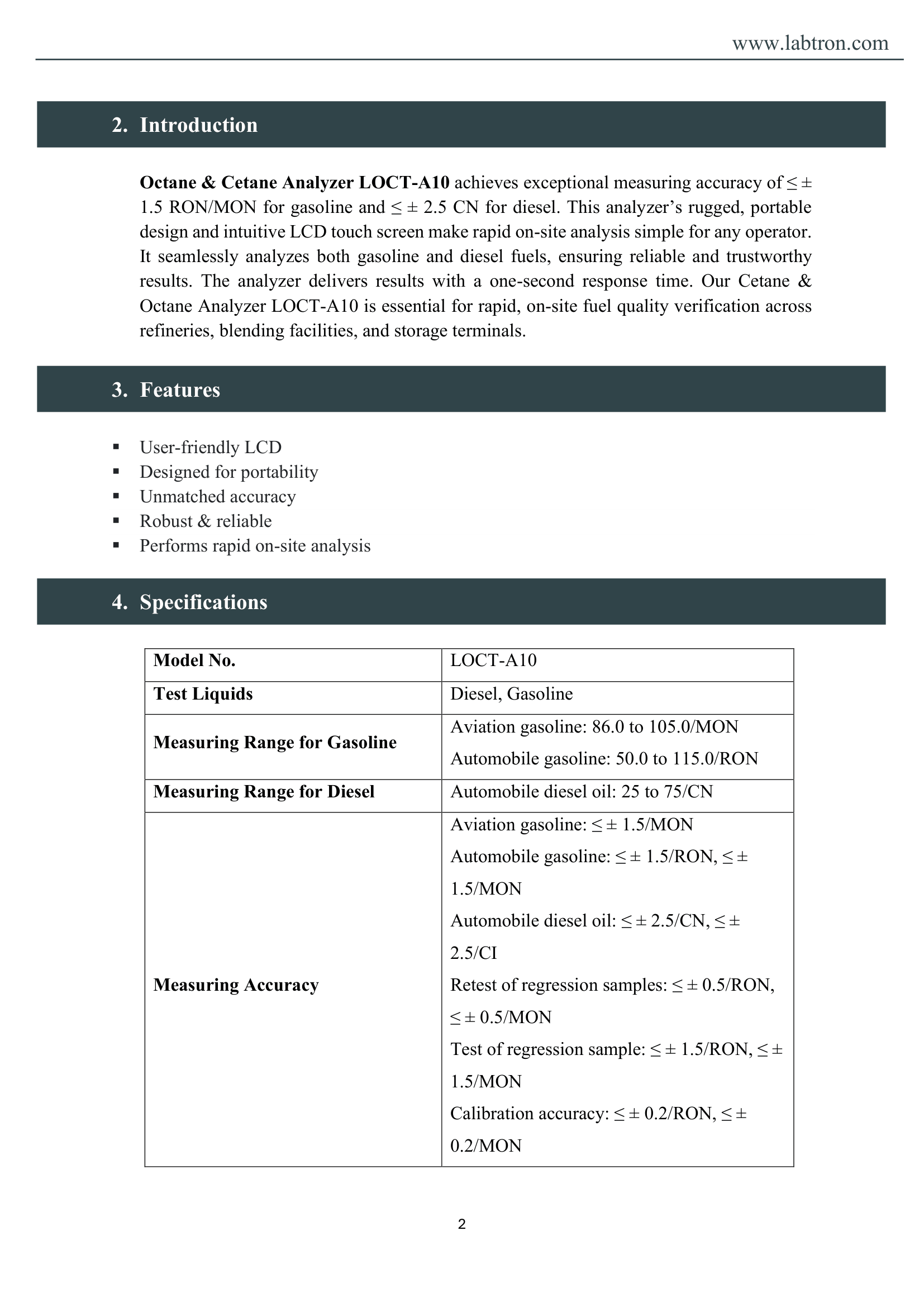 Octane & Cetane Analyzer LOCT-A10 Manual