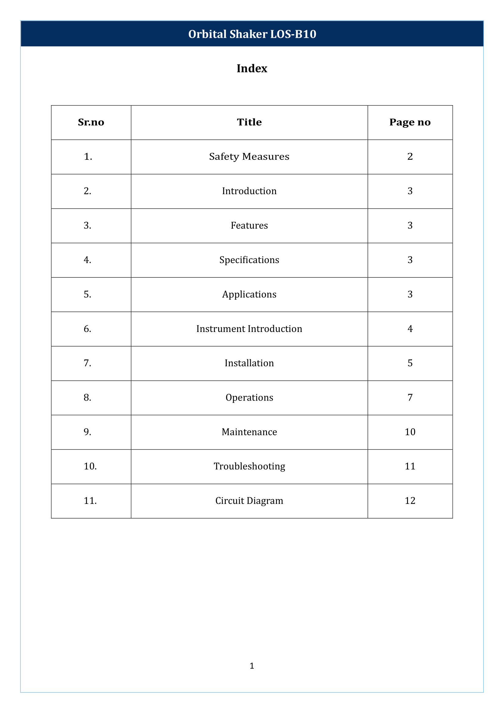 Orbital Shaker LOS-B10 Manual