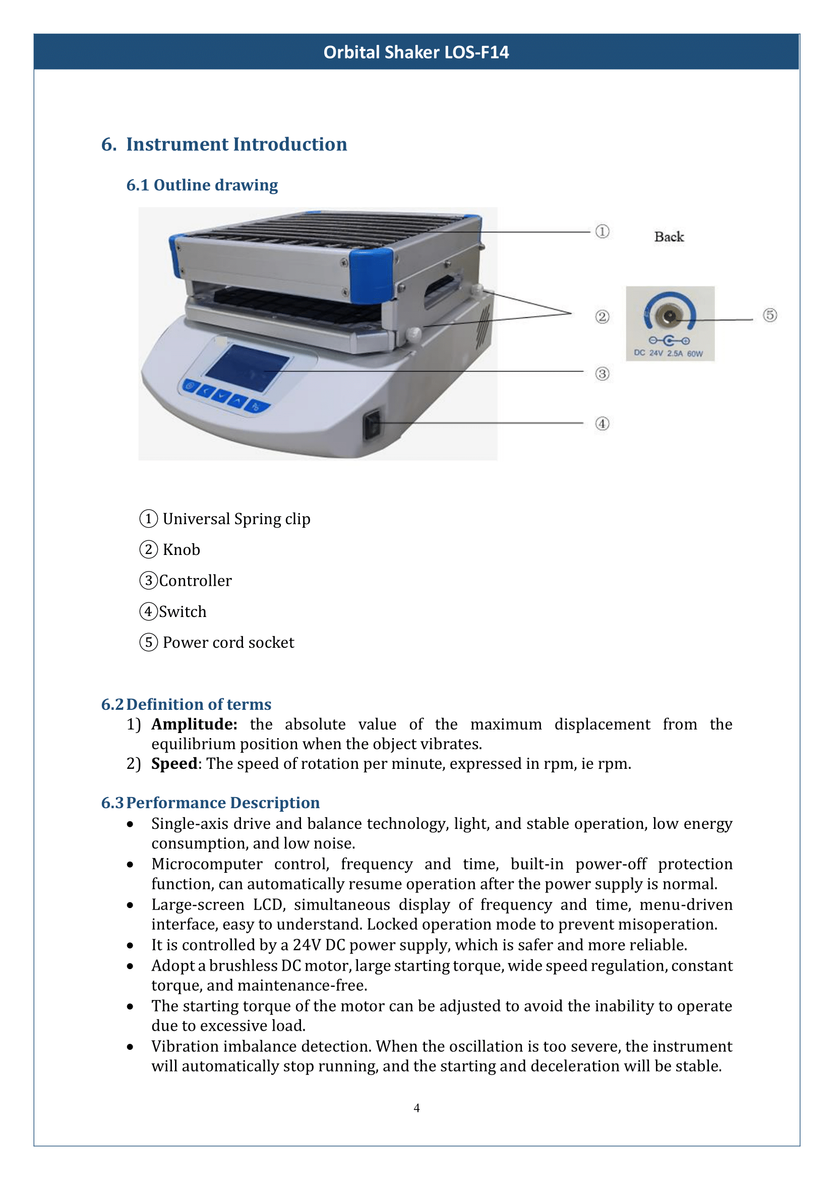 Orbital Shaker LOS-F14 Manual