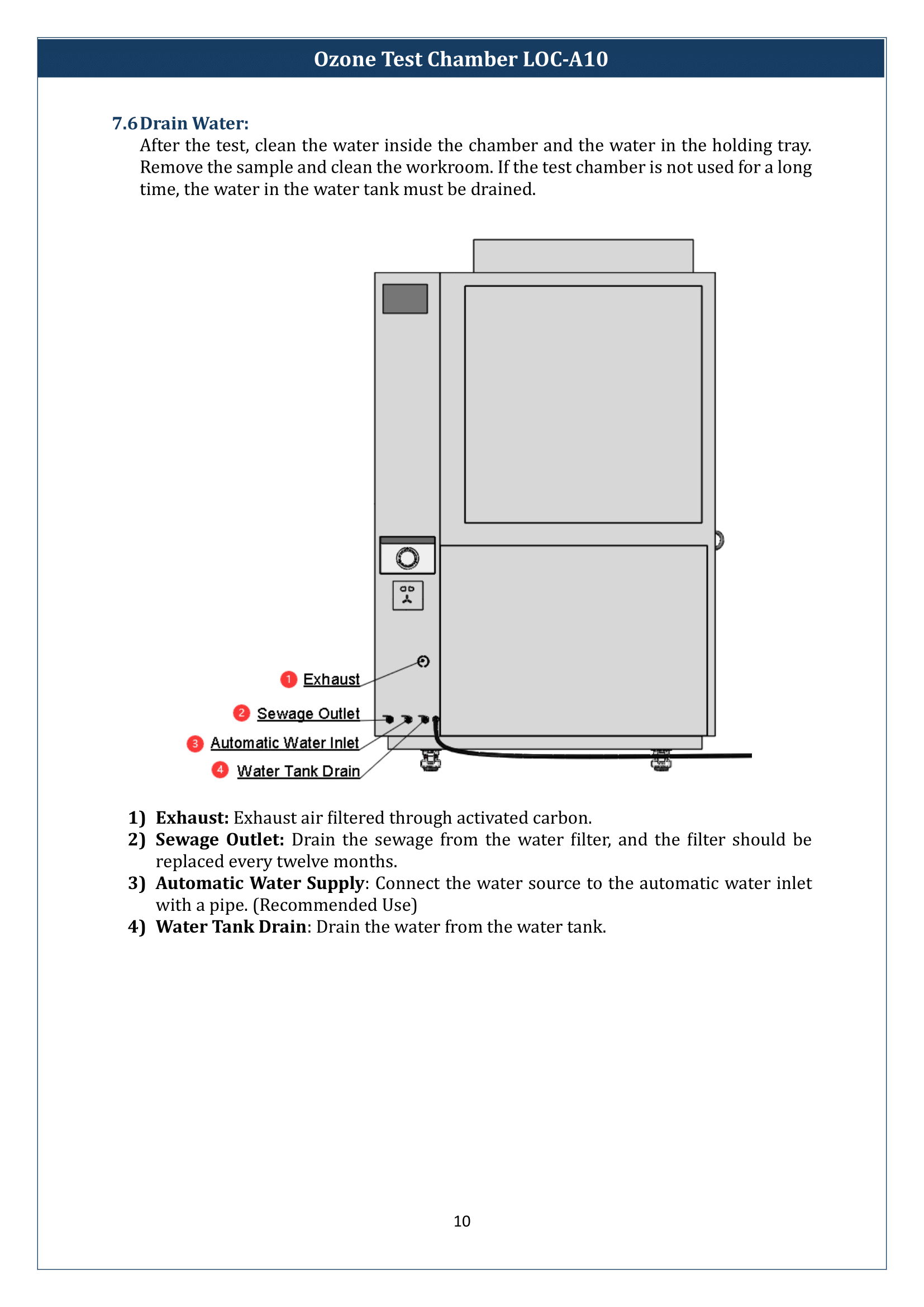 Ozone Test Chamber LOC-A10 Manual