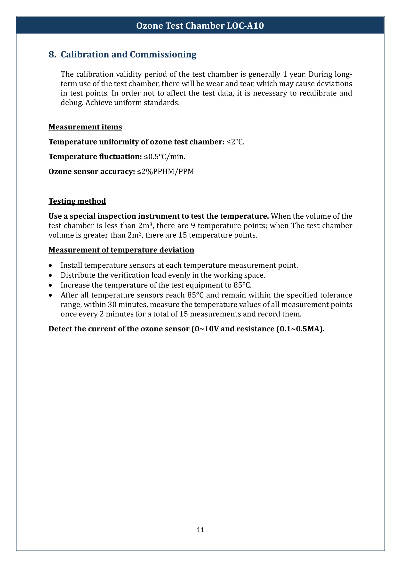 Ozone Test Chamber LOC-A10 Manual