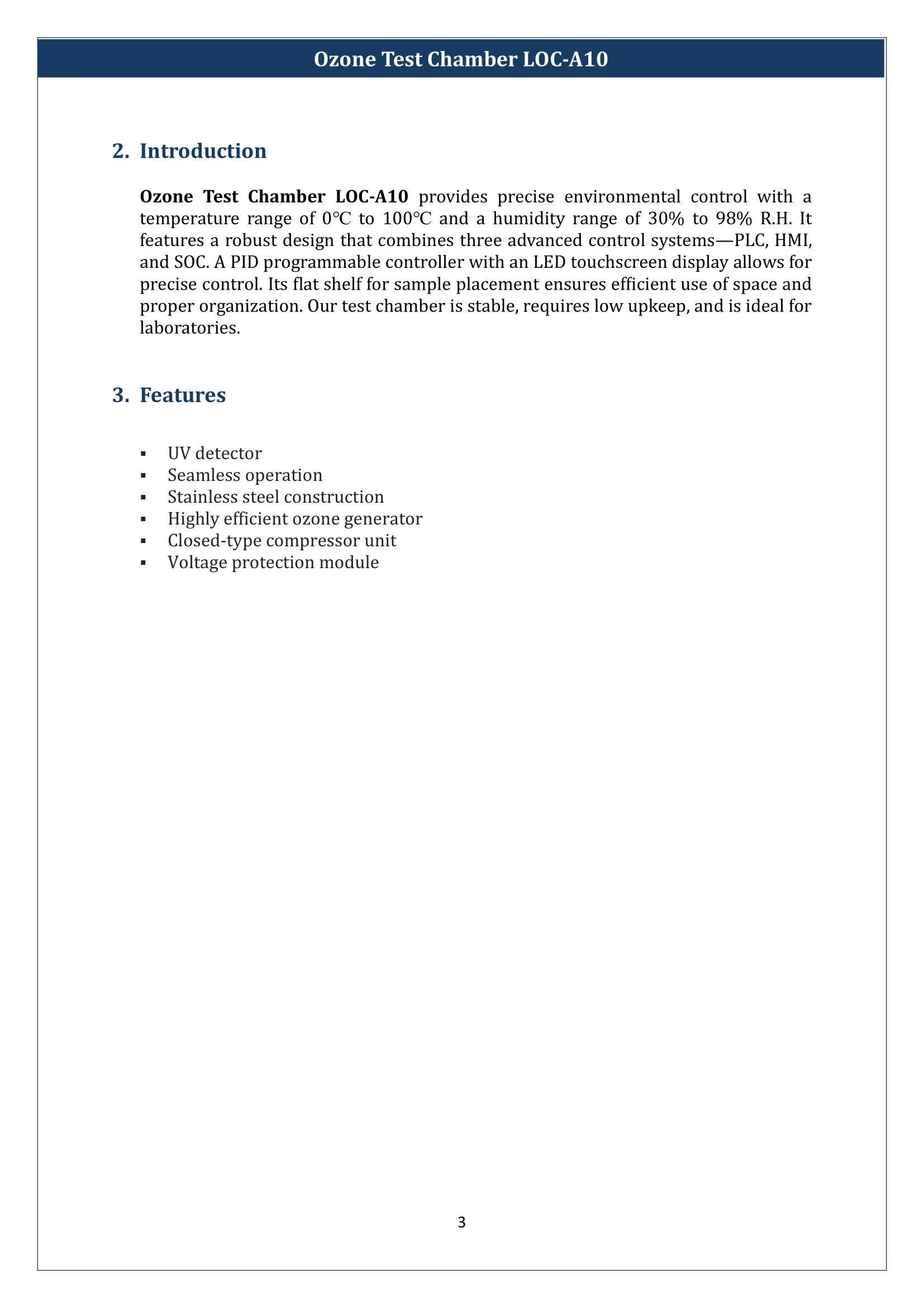 Ozone Test Chamber LOC-A10 Manual